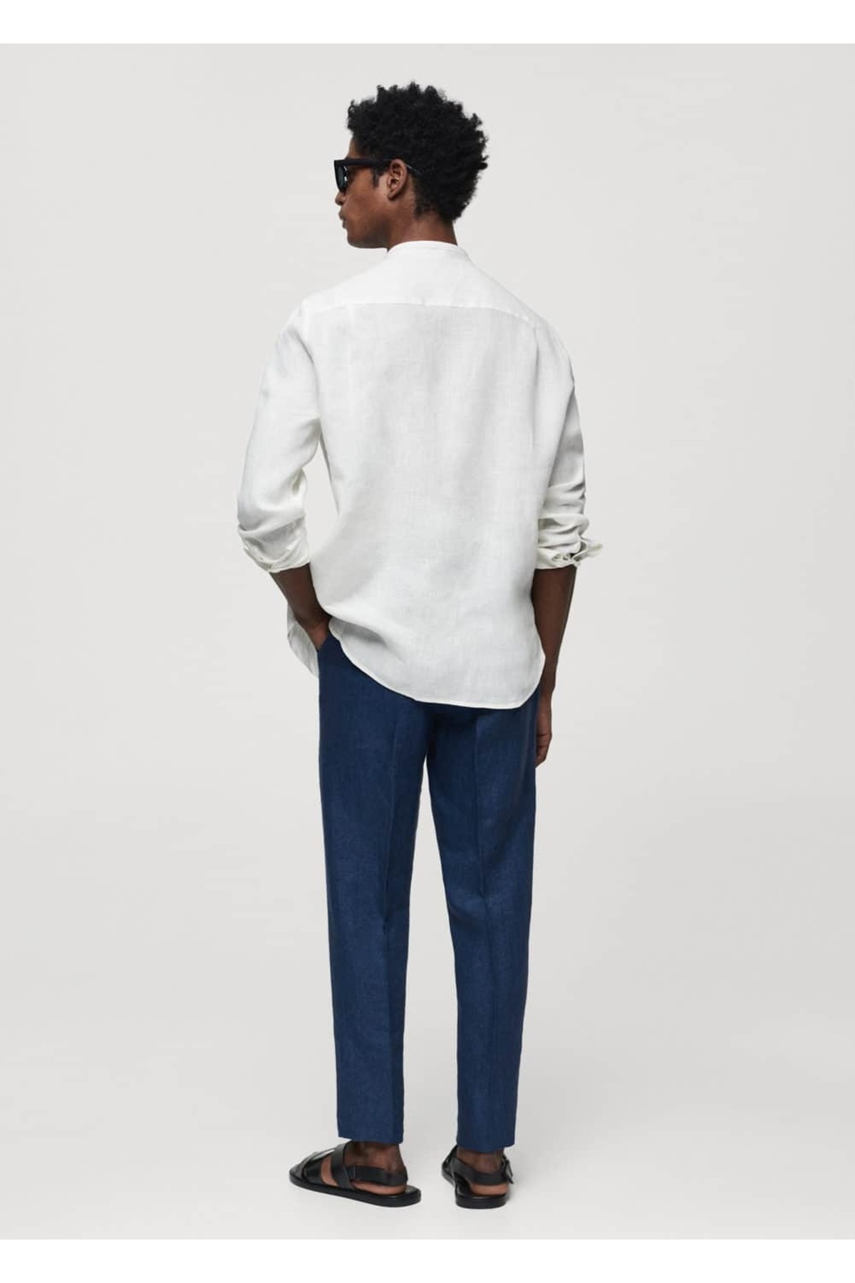 پیراهن مردانه آبی MANGO Man | 67026731 اورجینال - تصویر 4