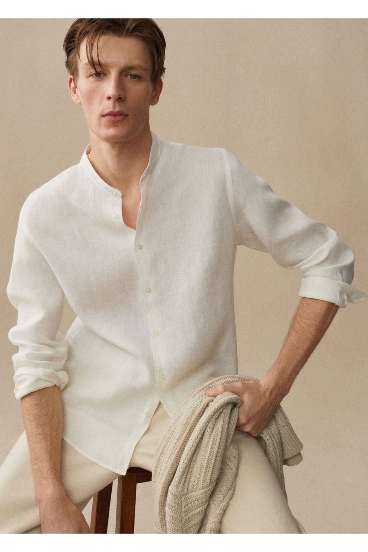 پیراهن مردانه آبی MANGO Man | 67026731 اورجینال - تصویر 7