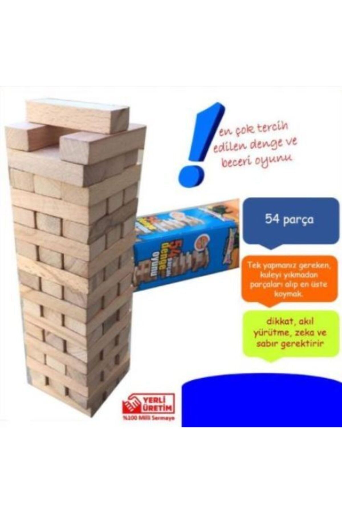 Yerli 54 Parça Ahşap Jenga Blokları fotoğrafı 2 (önizleme)