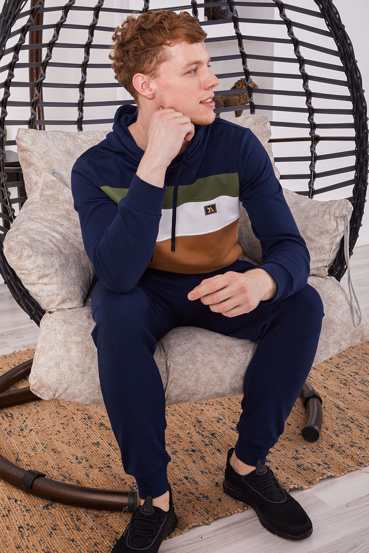 Arnetta-Ανδρική μακρυμάνικη πιτζάμες Basic Navy Blue με κουκούλα 6