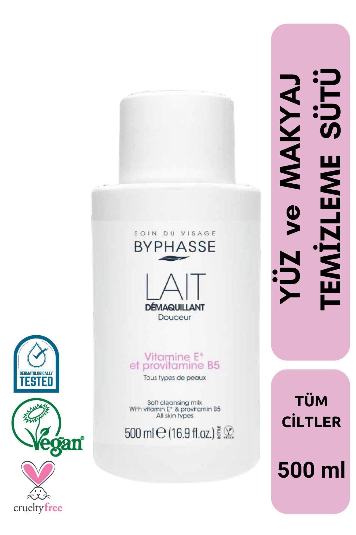 BYPHASSE-Face, Eye and Make-up Cleansing Milk All Skin Types 500ml 1