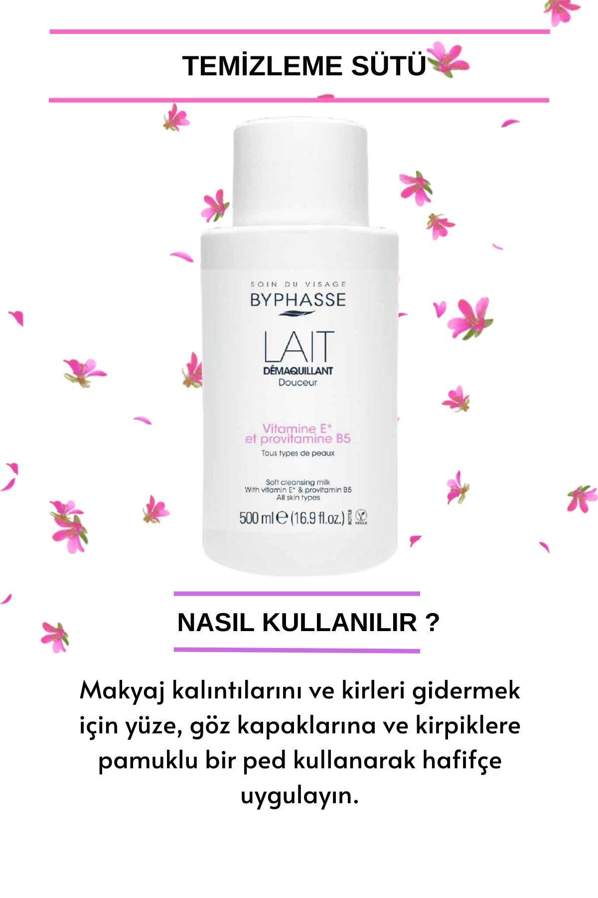 BYPHASSE-Face, Eye and Make-up Cleansing Milk All Skin Types 500ml 3