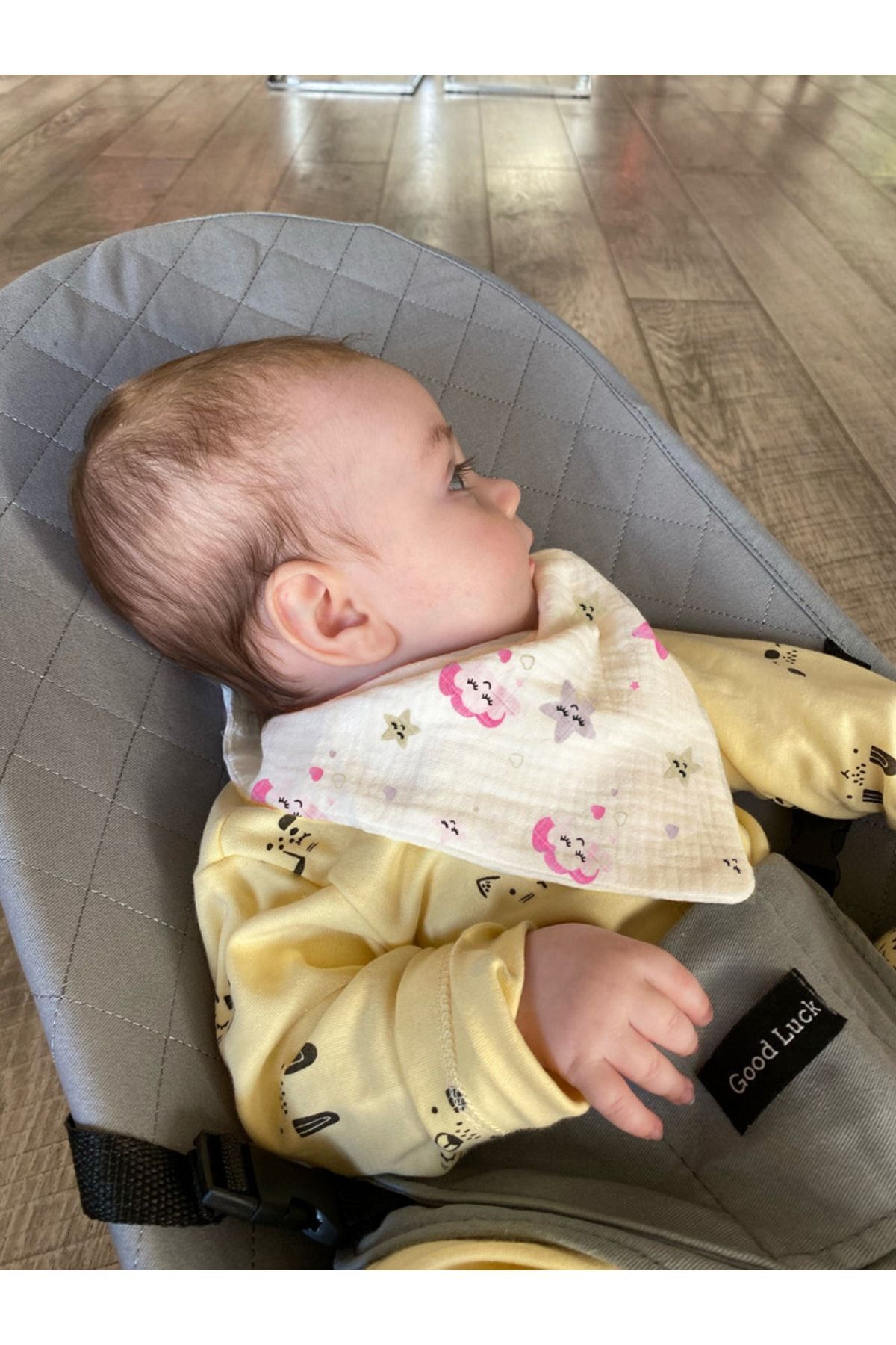 lilamtasarım %100 Organik Pamuk Çift Katlı Müslin Kumaş Çıtçıtlı Bebek Salya Önlük Fular Çift Katlı 1 Adet fotoğrafı 2 (önizleme)