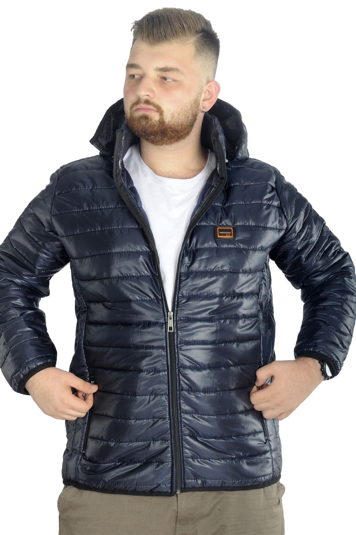 Пальто Modexl Mode Xl Plus Size Quilted Hooded 22602 Темно-Синий