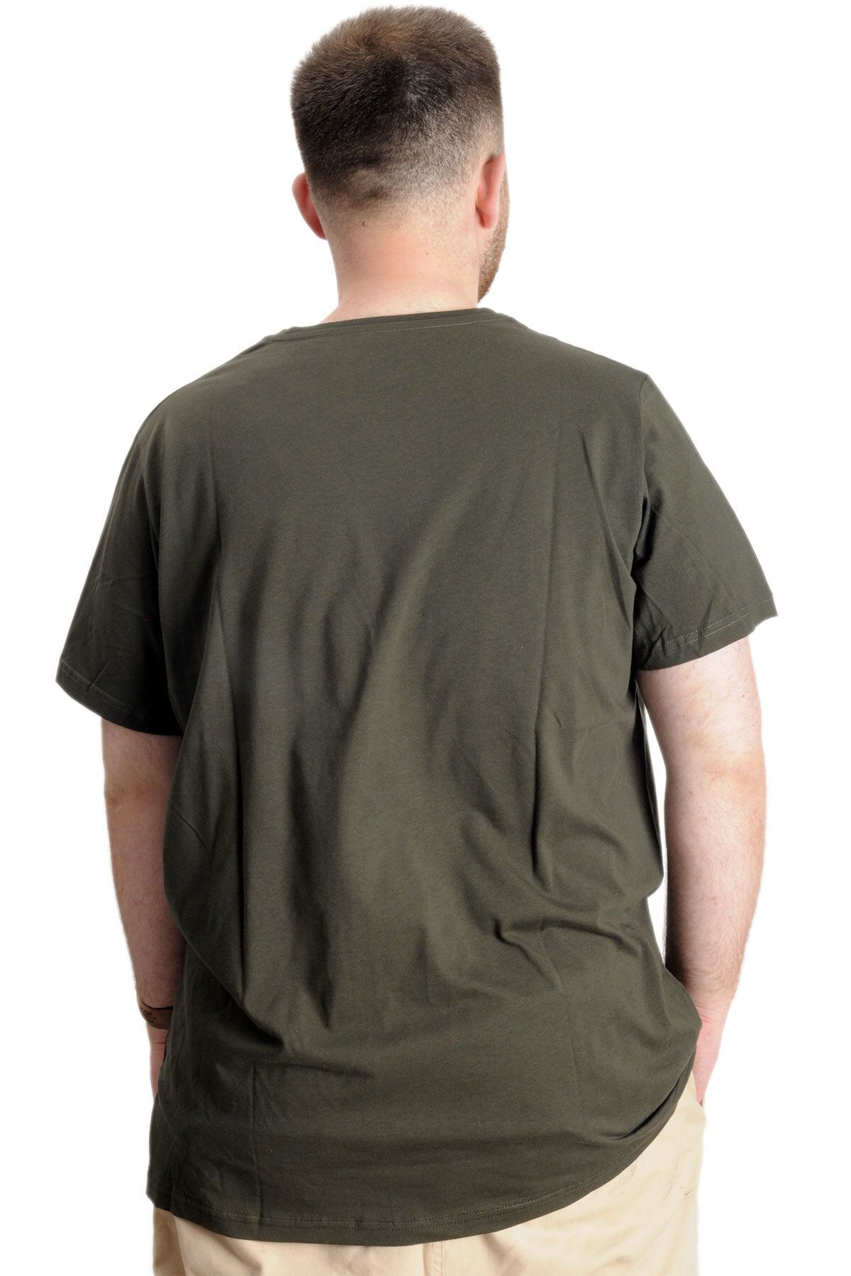 ModeXL-Mode Xl Large Size Men's T-shirt Bis Collar Authentic 23140 Khaki 4
