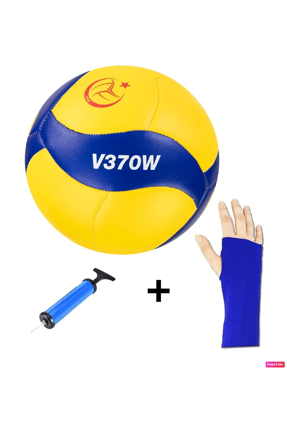 توپ والیبال آبی V370W رسمی خیاطی نرم چرم مصنوعی شماره 5 271 GR + پمپ رانینگی قانون اورجینال MIKASA