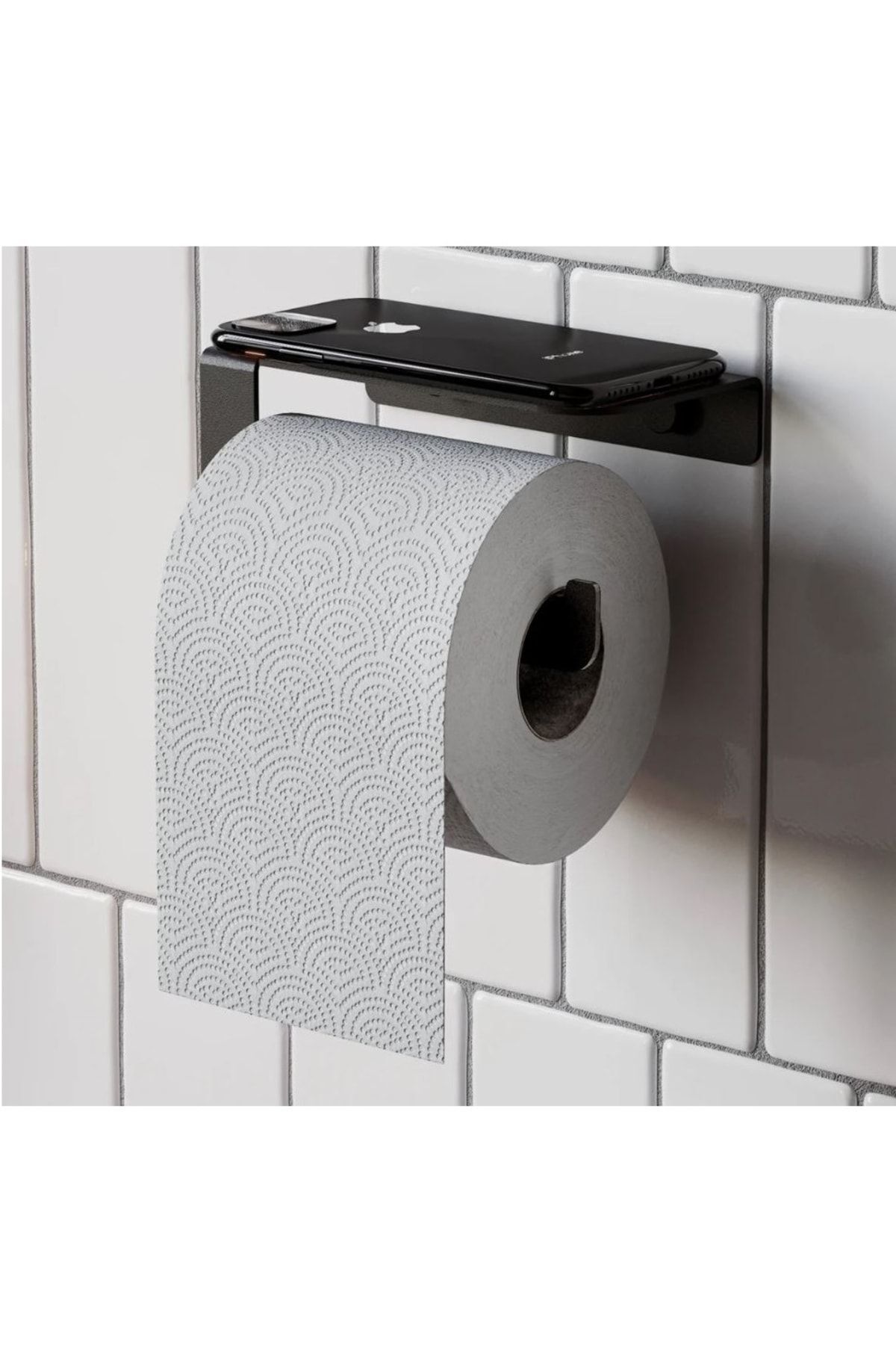 MEBA-Metal Toilet Paper Holder Toilet Paper Hanger with Phone Stand 3