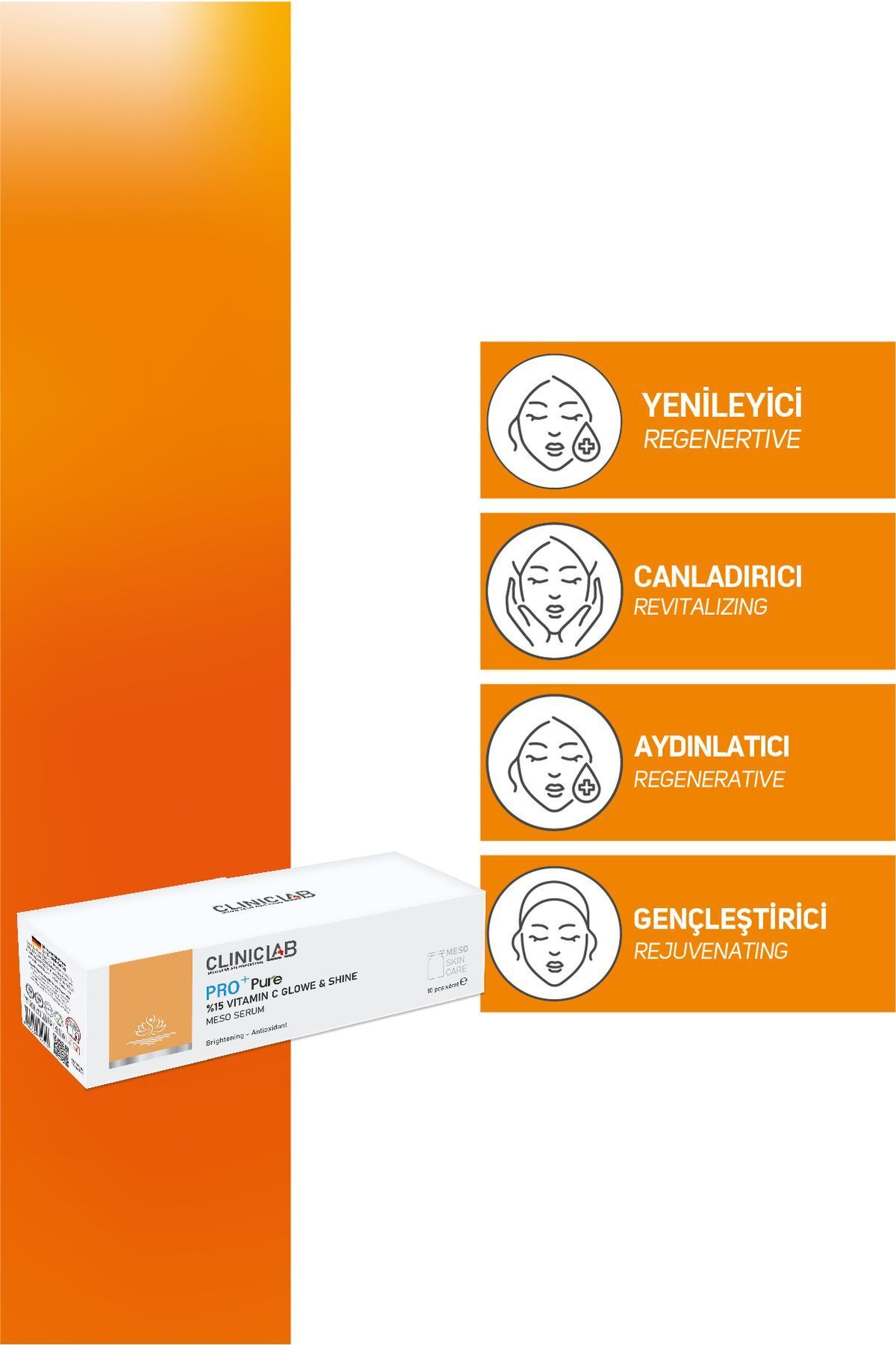سرم جوان کننده و روشن کننده مزو حاوی 15% ویتامین C 6 میلی لیتر Cliniclab