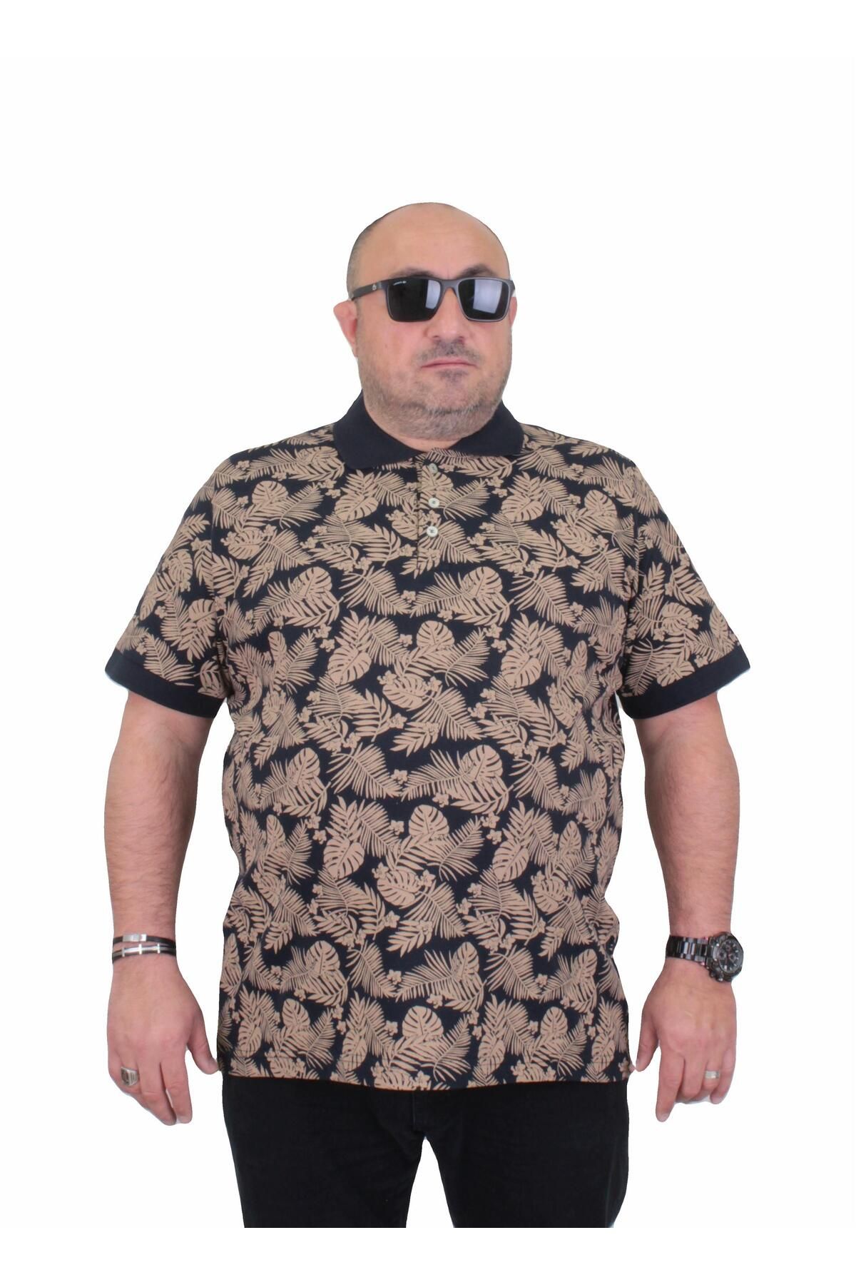 MocGrande Erkek Büyük Beden Polo Yaka Tişört Hawai 24455 LACIVERT