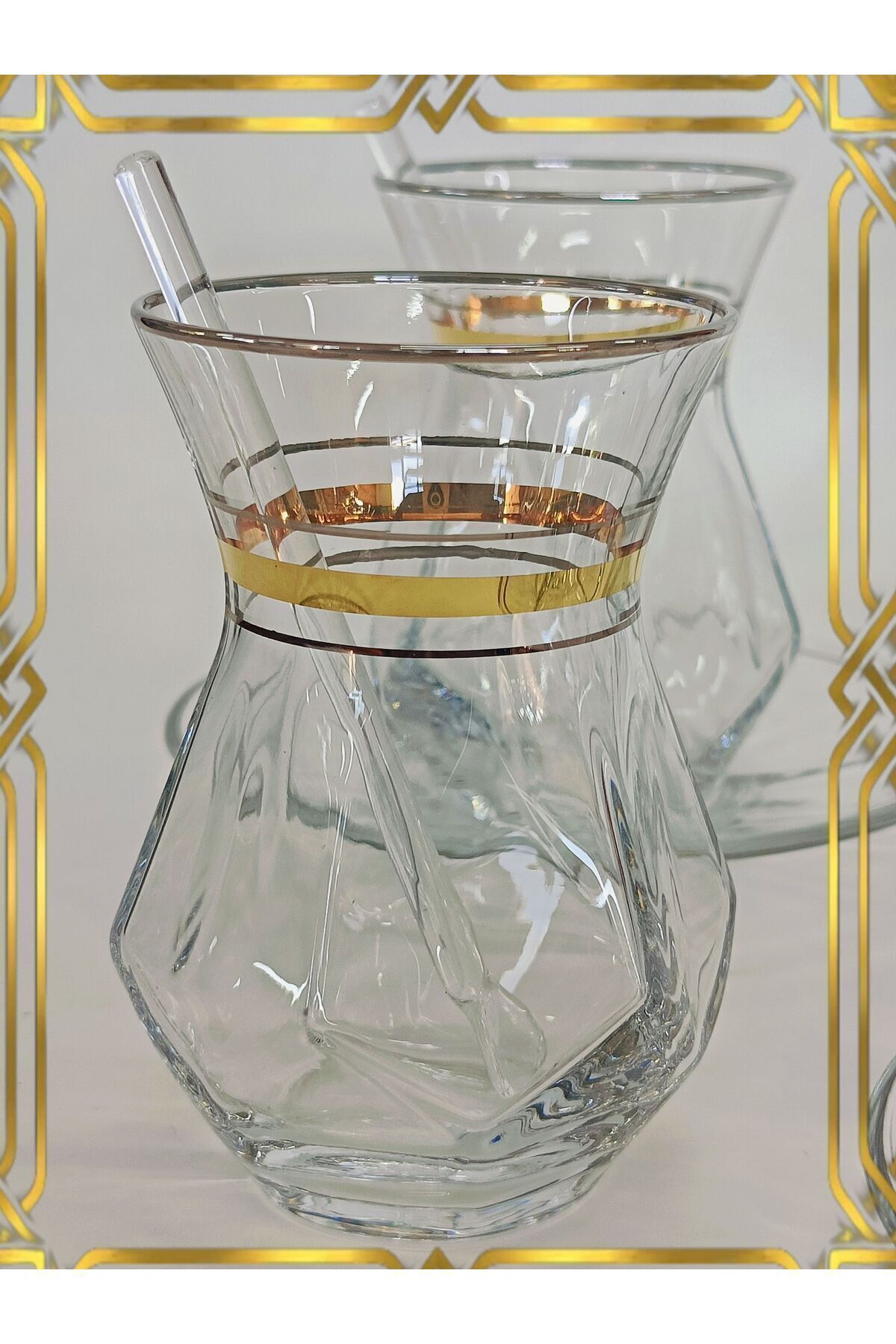 SAMSA-0Rjinal Gilded Platinum Line Patterned Model 6-Person Tea Set 5