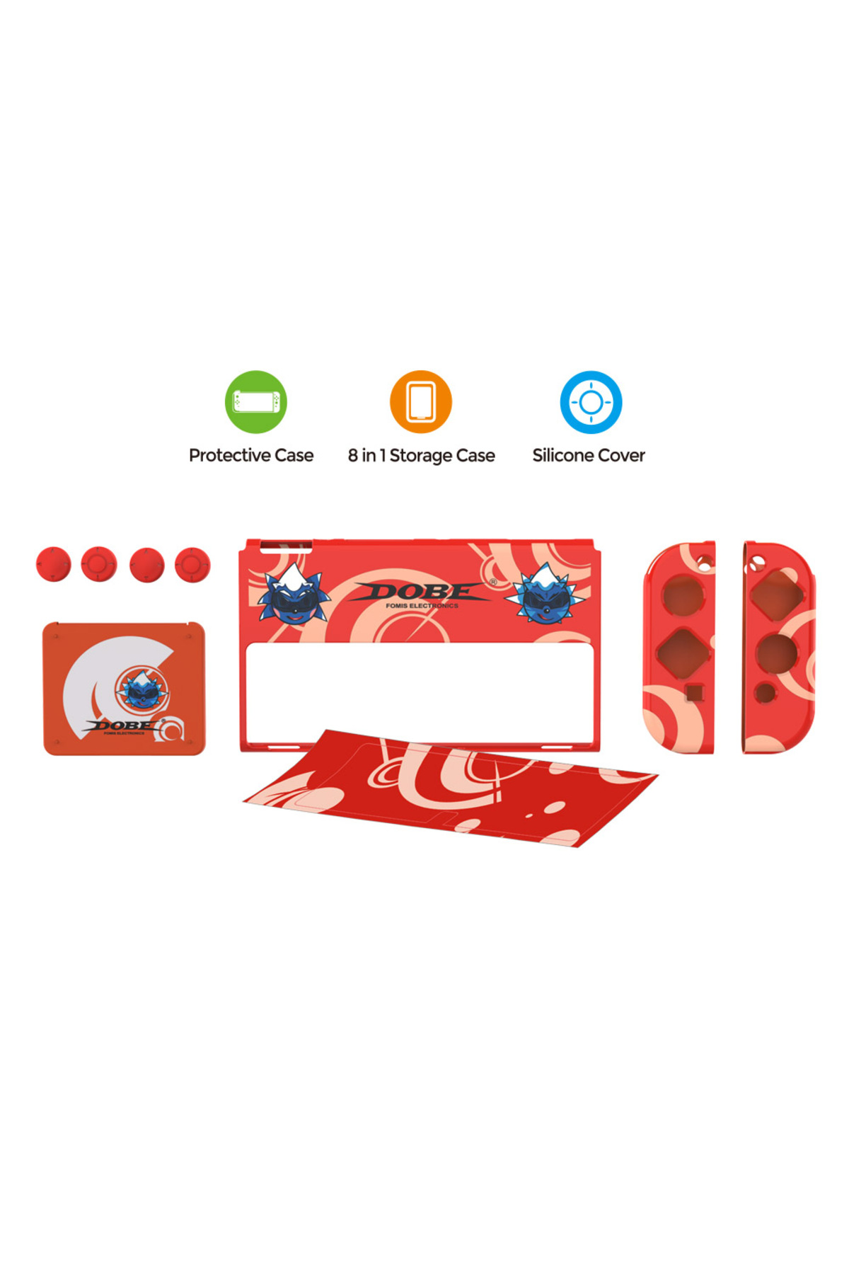 Switch OLED 3in1 Standlı Rnkli Kılıf Analog Yükseltici ve Koruyucu Kart Kutusu 5