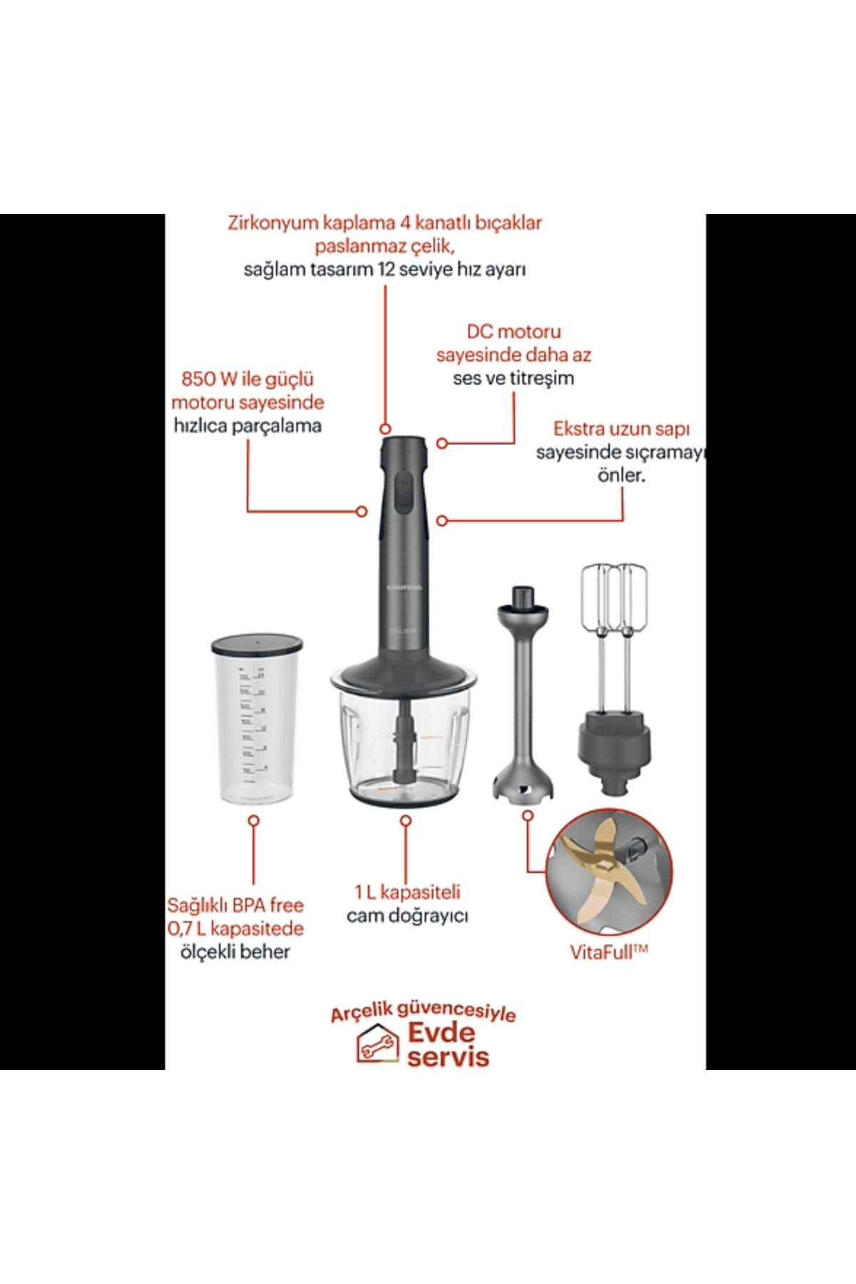 Grundig-Glass Bowl-Stick Blender - Set with Whisk and Shredding Function 4
