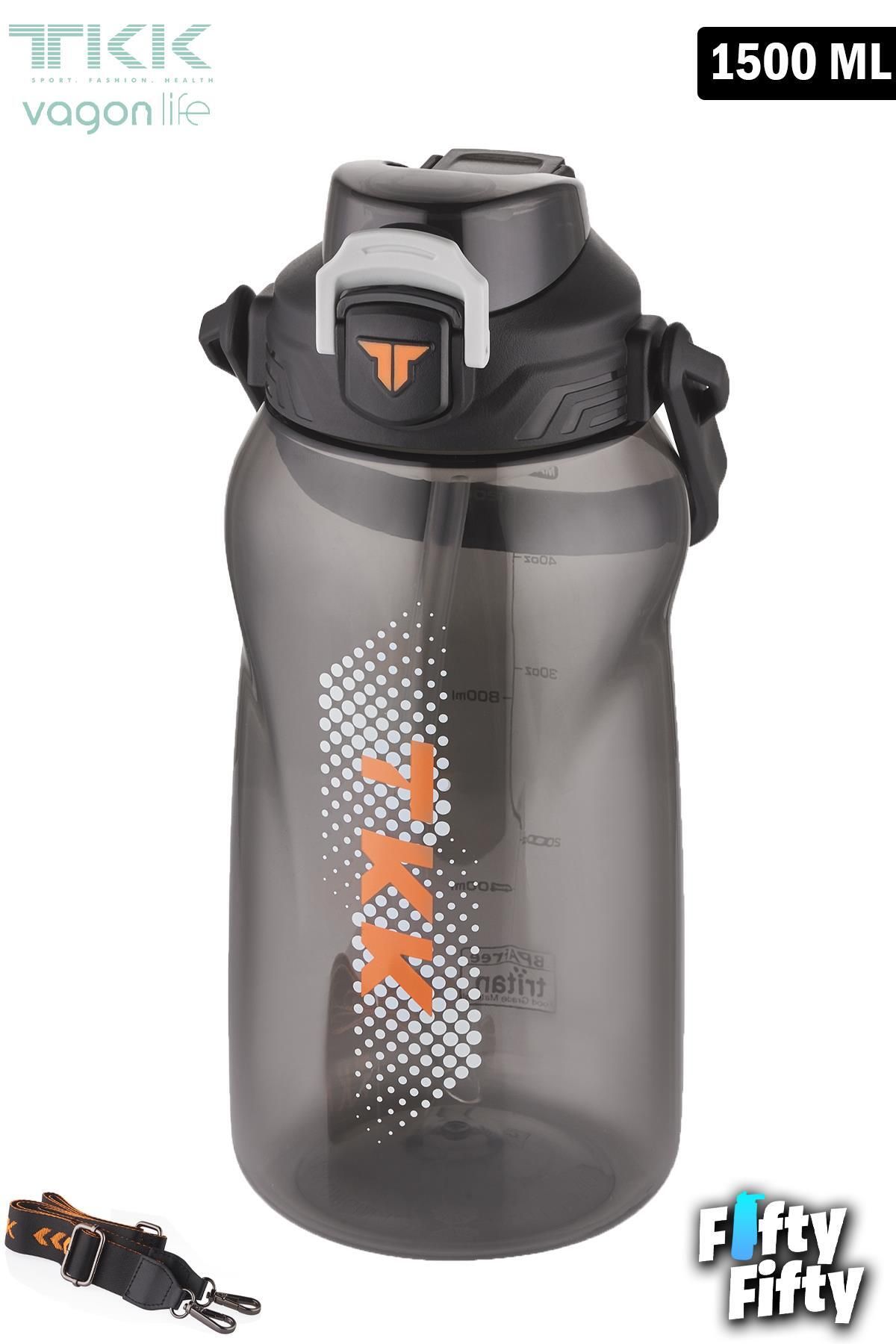 Vagonlife-TKK 1500 ML - Comfortable Cut Tritan Water Bottle, Single/Double Use, with Straw - FFTKK1027 3