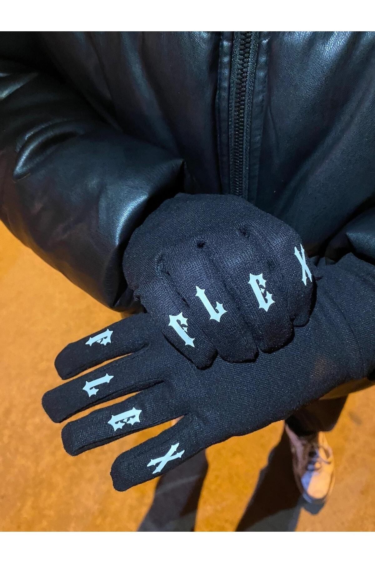 Flex  Reflektörlü Siyah Kumaş Eldiven1-fosfor-esnek-kış-drill-kar-motor-bisiklet - Görsel 4