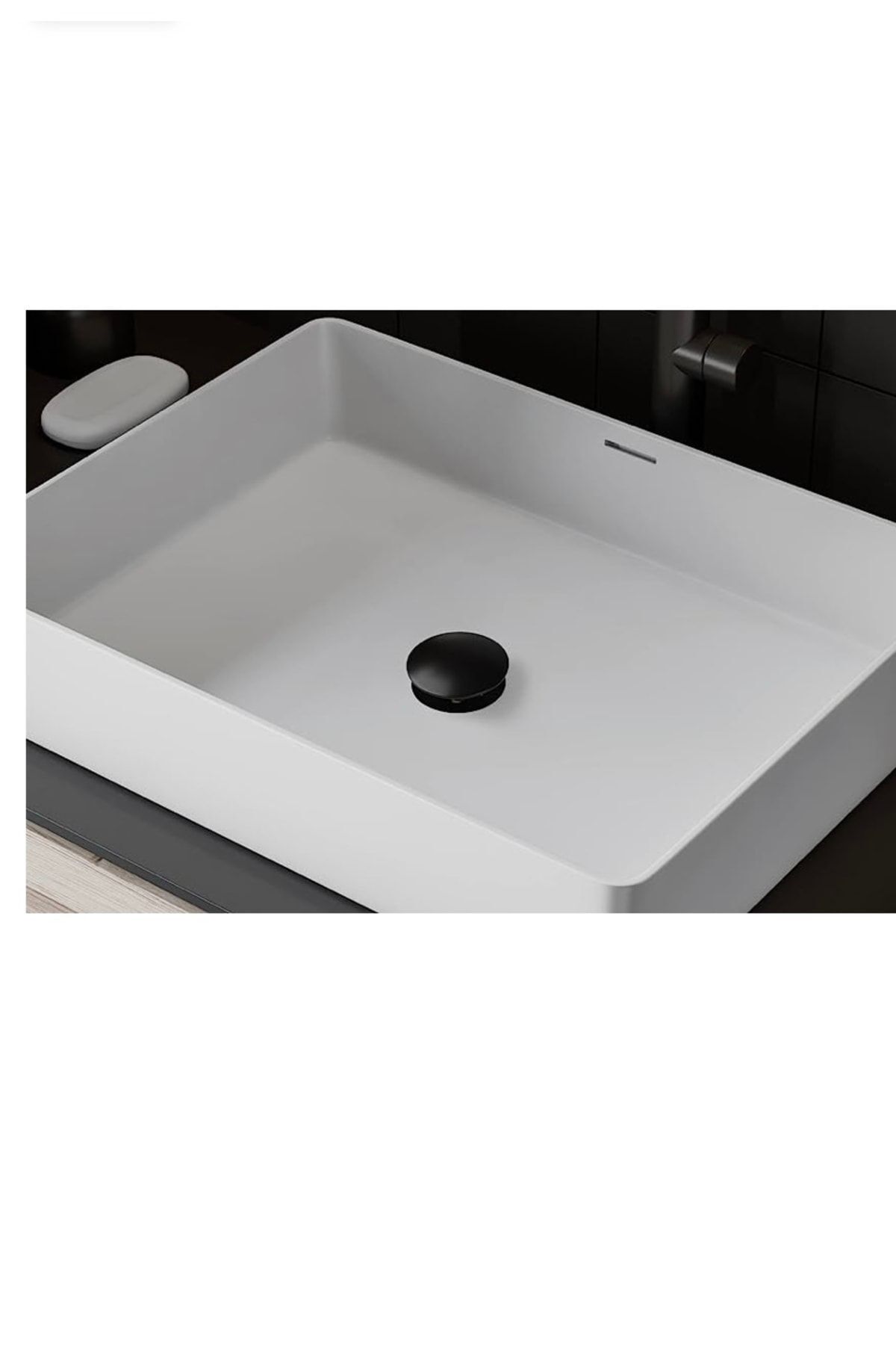 İSAOĞLU YAPI-Black Sink Drain Matte Black Sink Strainer Push and Release System Brass Material 2