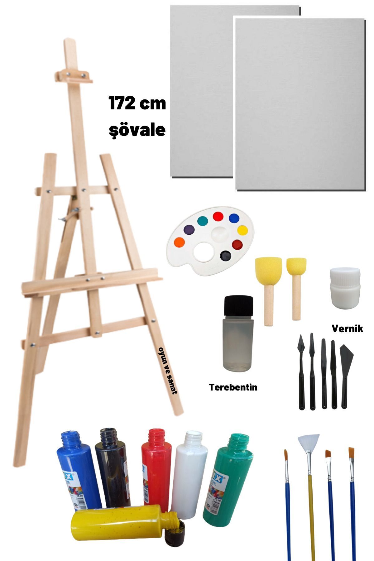 Resim Başlangıç Seti -Büyük Şövale (şövalye), 2 Tuval (tual seti), Ressam Resim Seti