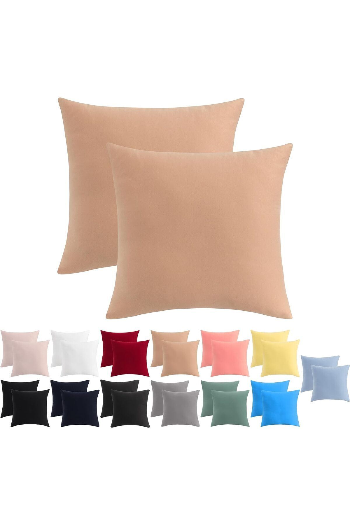 ATACA TEKSTİL 2-Piece Cotton Jersey Pillowcase Set with Hidden Zipper 100% Cotton Soft and Breathable (40x40)
