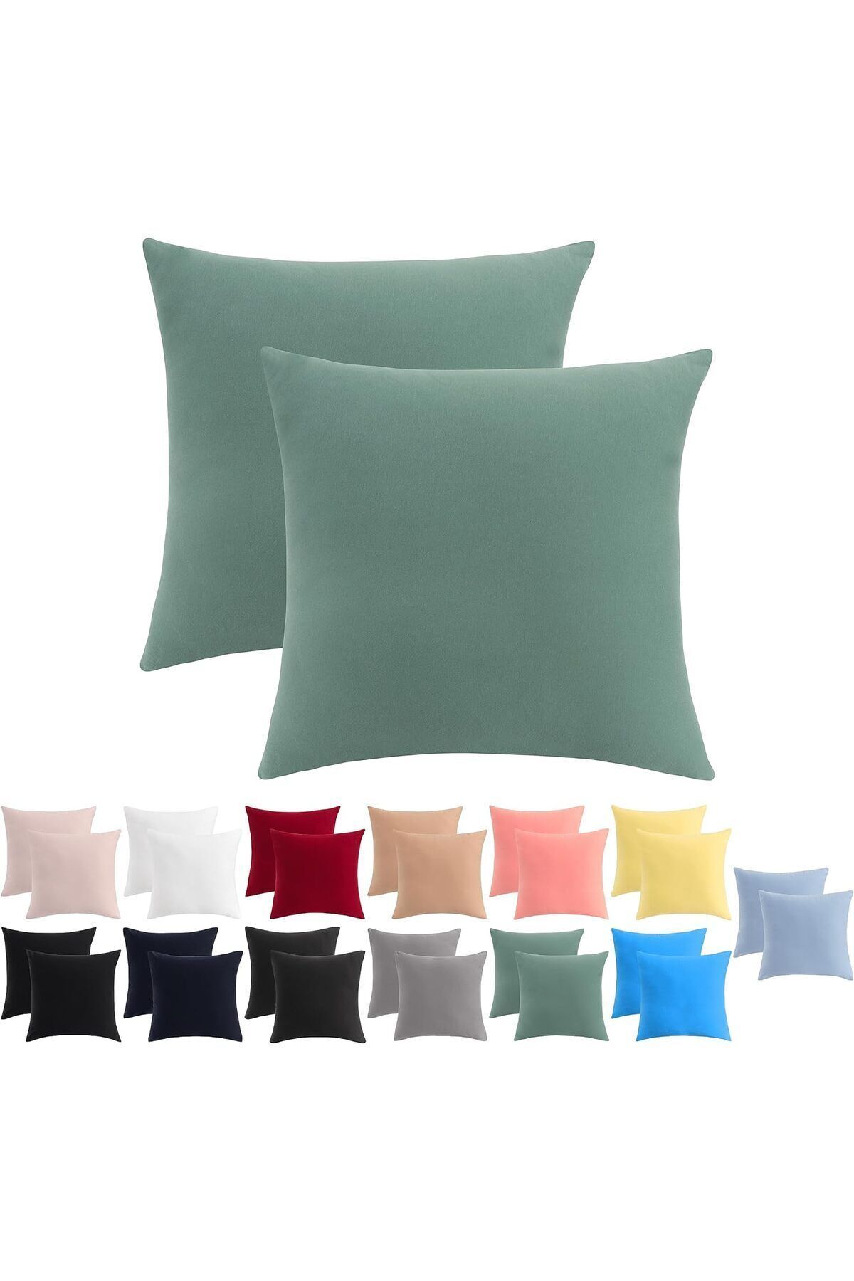 ATACA TEKSTİL Set De 2 Fete De Pernă Din Jerseu De Bumbac Cu Fermoar Ascuns 100% Bumbac Moale Și Respirabil (40x40) - One Size