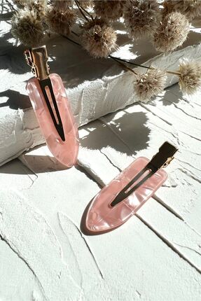 ODESE DESIGN 2'li İz Yapmayan Klips Toka Seti Pembe Sedef