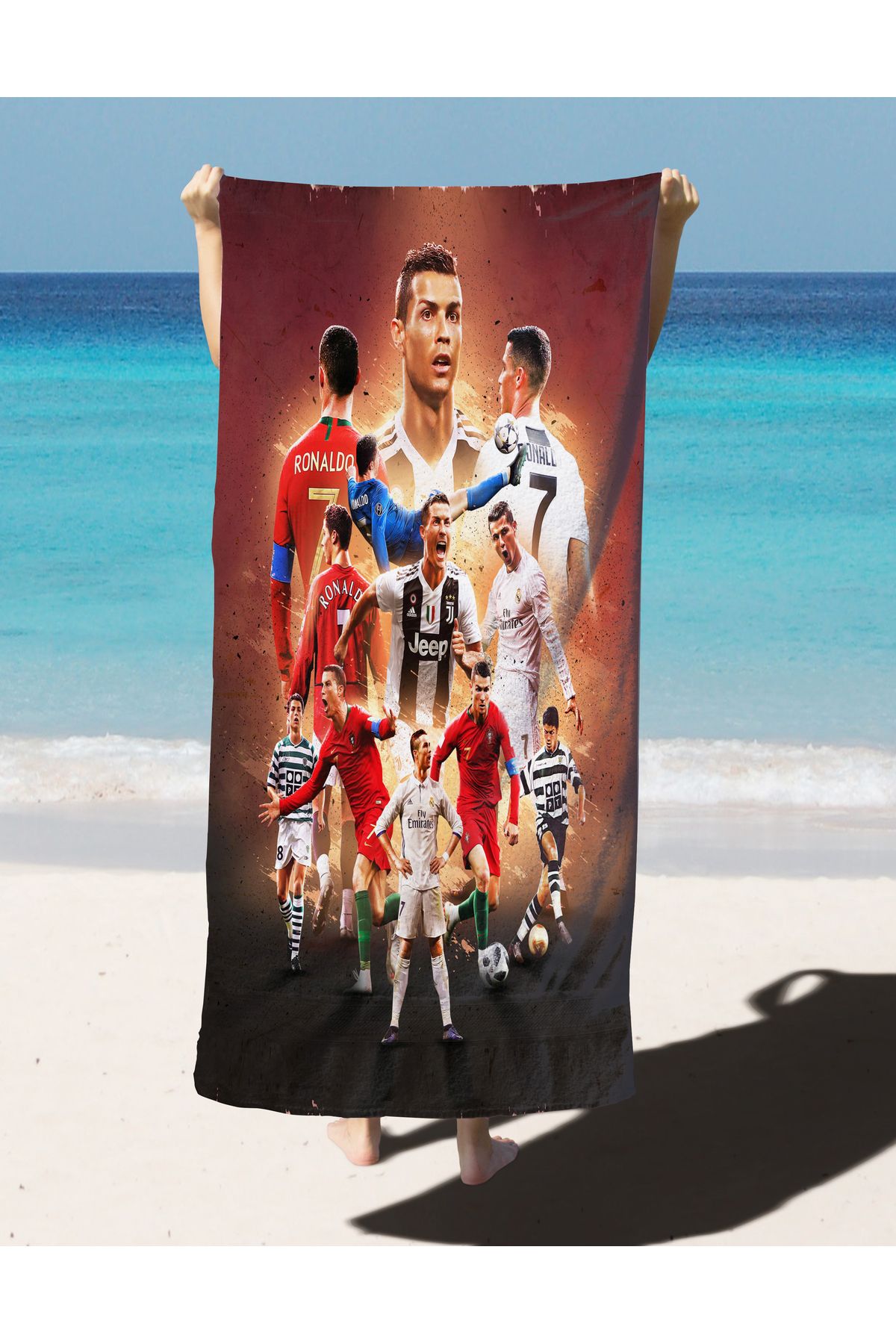 Erays Home-Cristiano Ronaldo Patterned - Digital Printed Beach Bath Towel 2