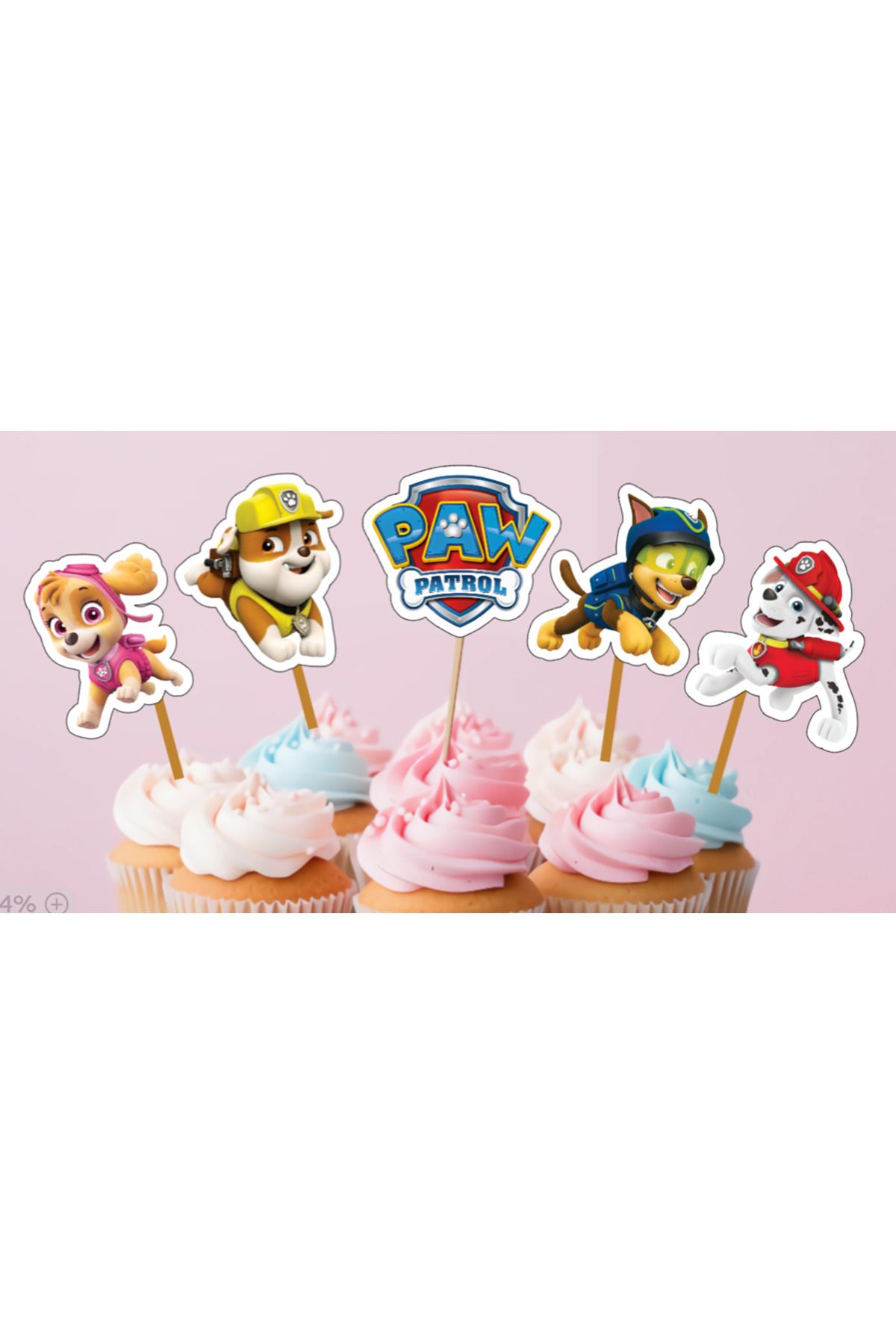 Hiras Dizayn-15 Pieces Paw Patrol Cupcake - Birthday Ornament Cake, 6-7cm Cupcake Cake Decoration 2