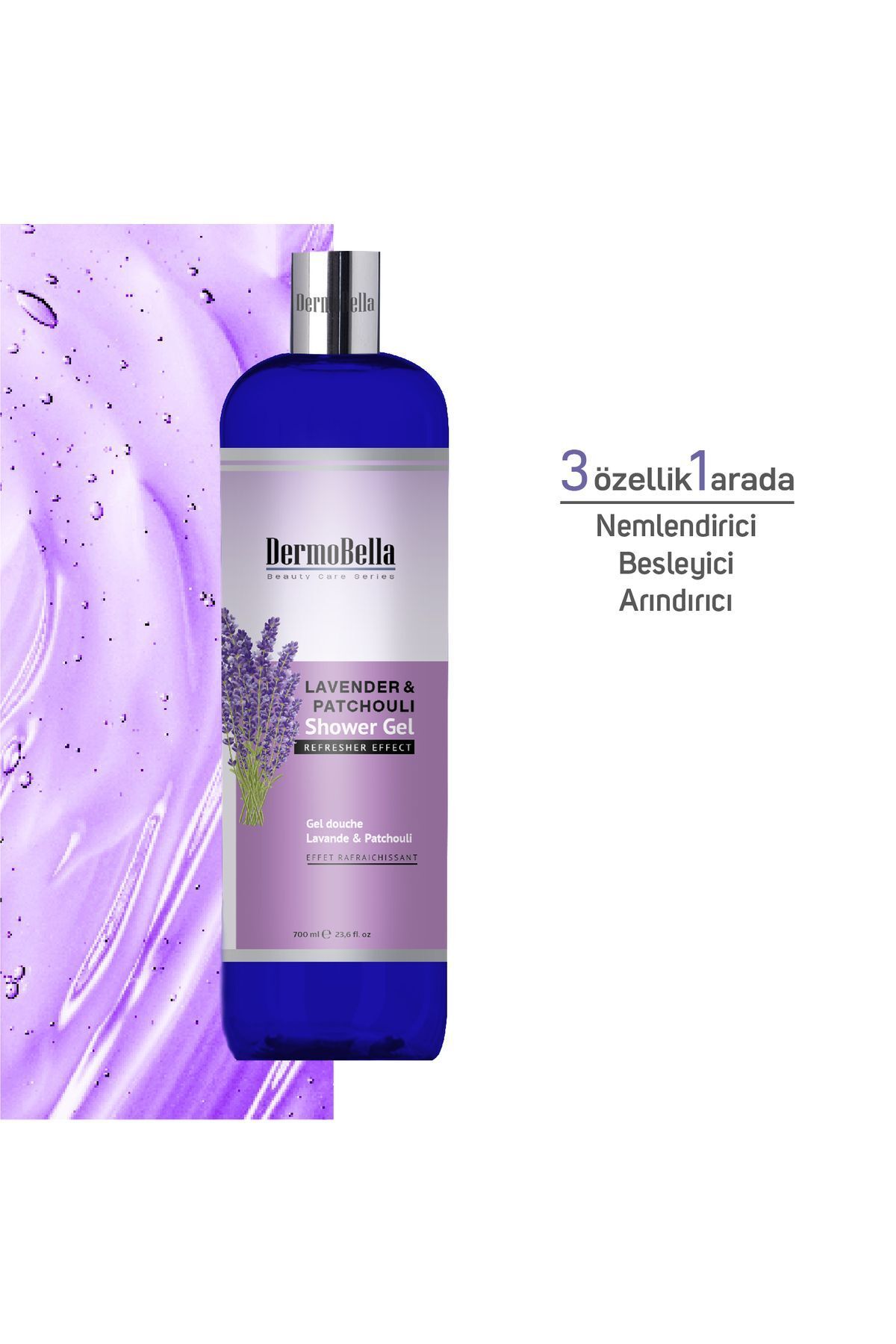 DERMOBELLA-Moisturizing and Nourishing Lavender and Patchouli Extract Shower Gel 700 ml 4