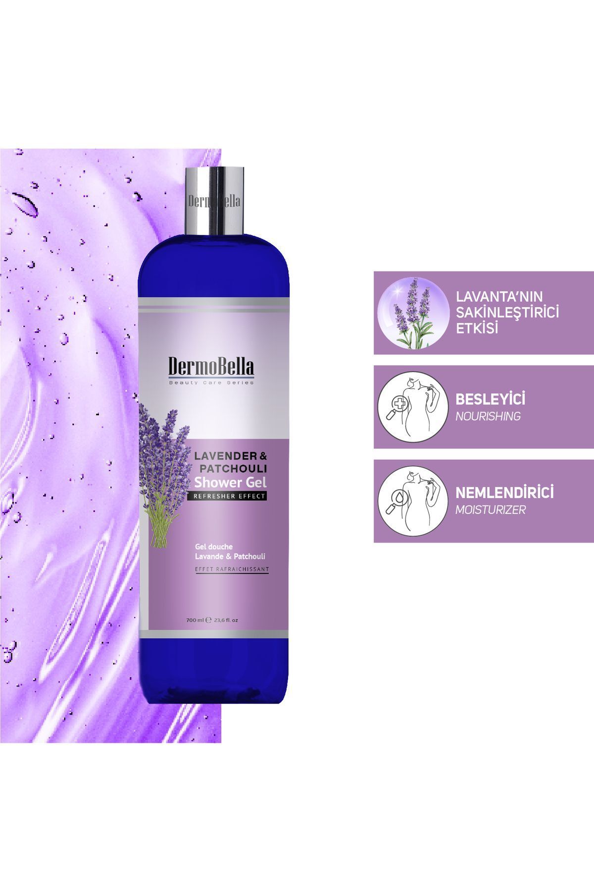 DERMOBELLA-Moisturizing and Nourishing Lavender and Patchouli Extract Shower Gel 700 ml 2