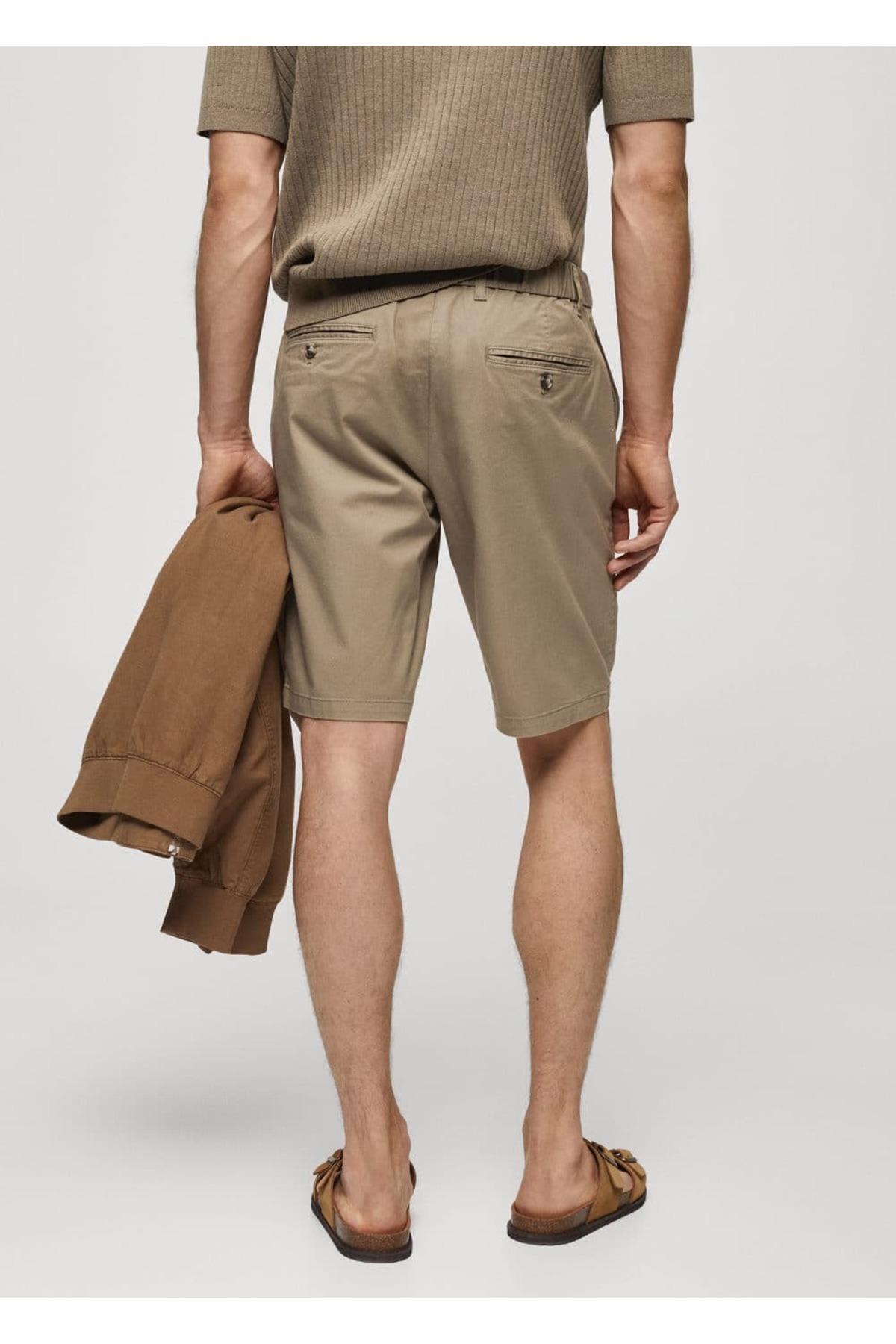 شلوار مردانه قهوه ای منگوMANGO Man | 67085977 اورجینال - تصویر 4