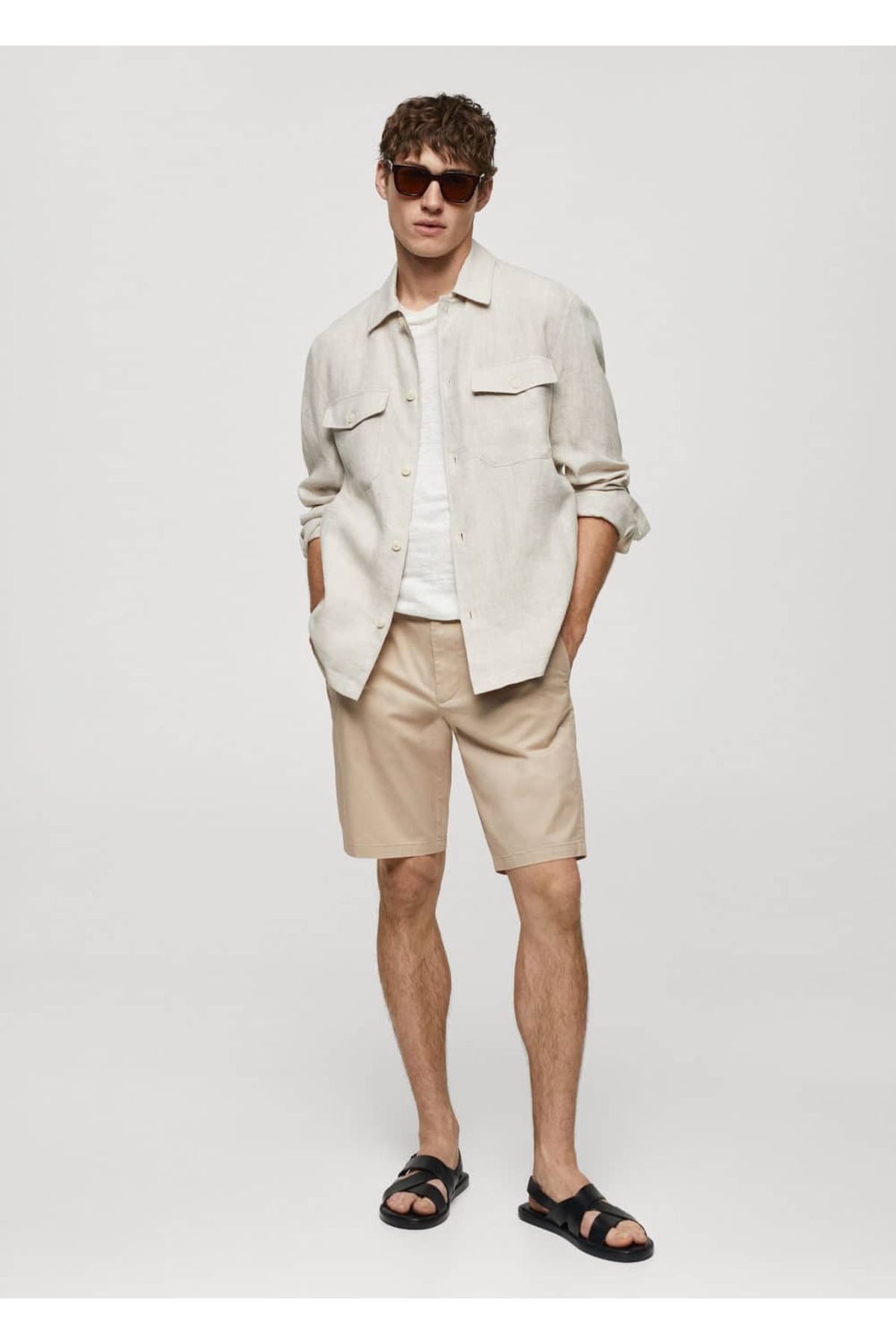 شلوار مردانه بژ منگوMANGO Man | 67085977 اورجینال - تصویر 2