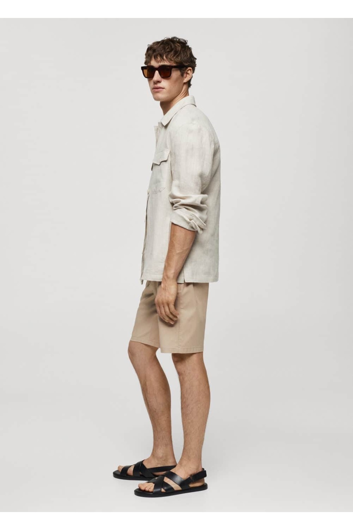 شلوار مردانه بژ منگوMANGO Man | 67085977 اورجینال - تصویر 5