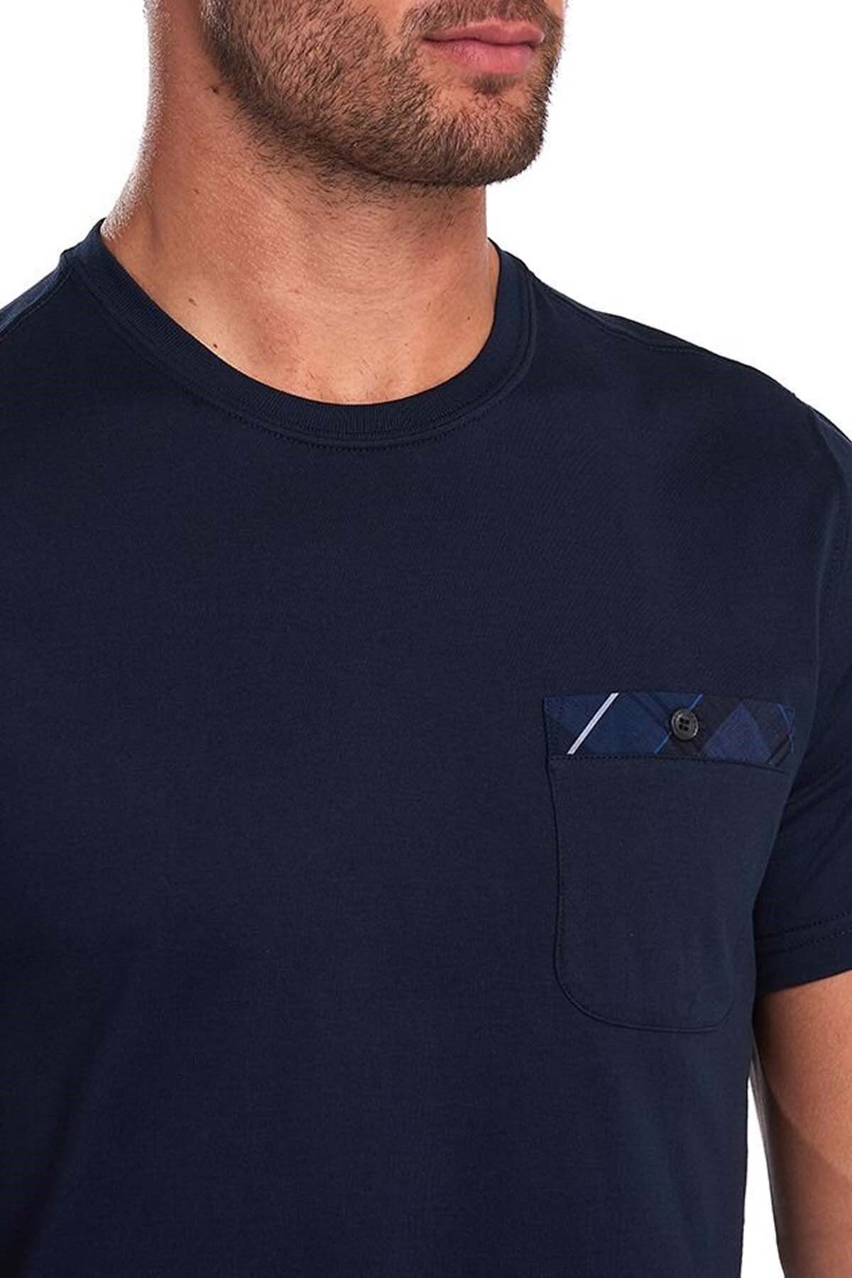 تی شرت آبی مردانه Durness Poket NY91 Navy Barbour