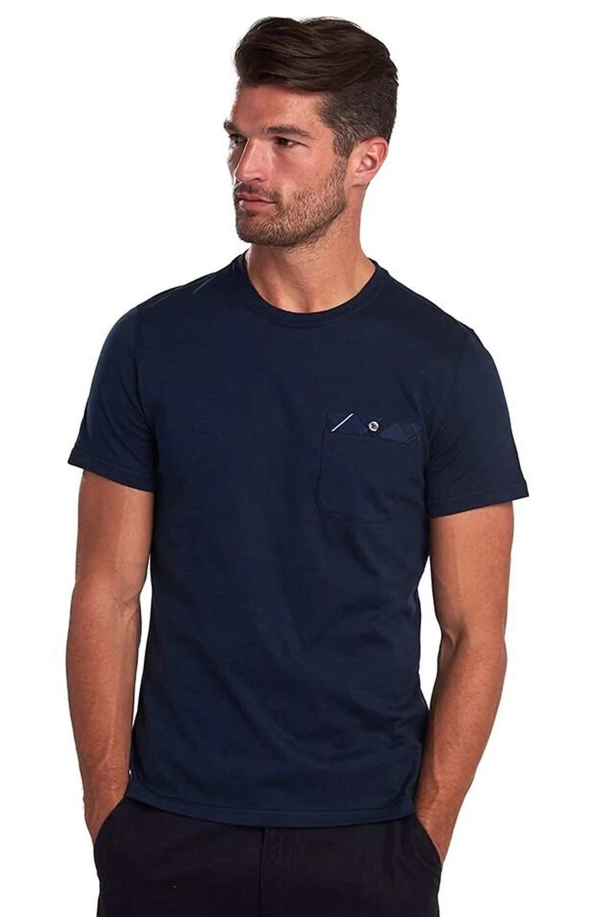 تی شرت آبی مردانه Durness Poket NY91 Navy Barbour