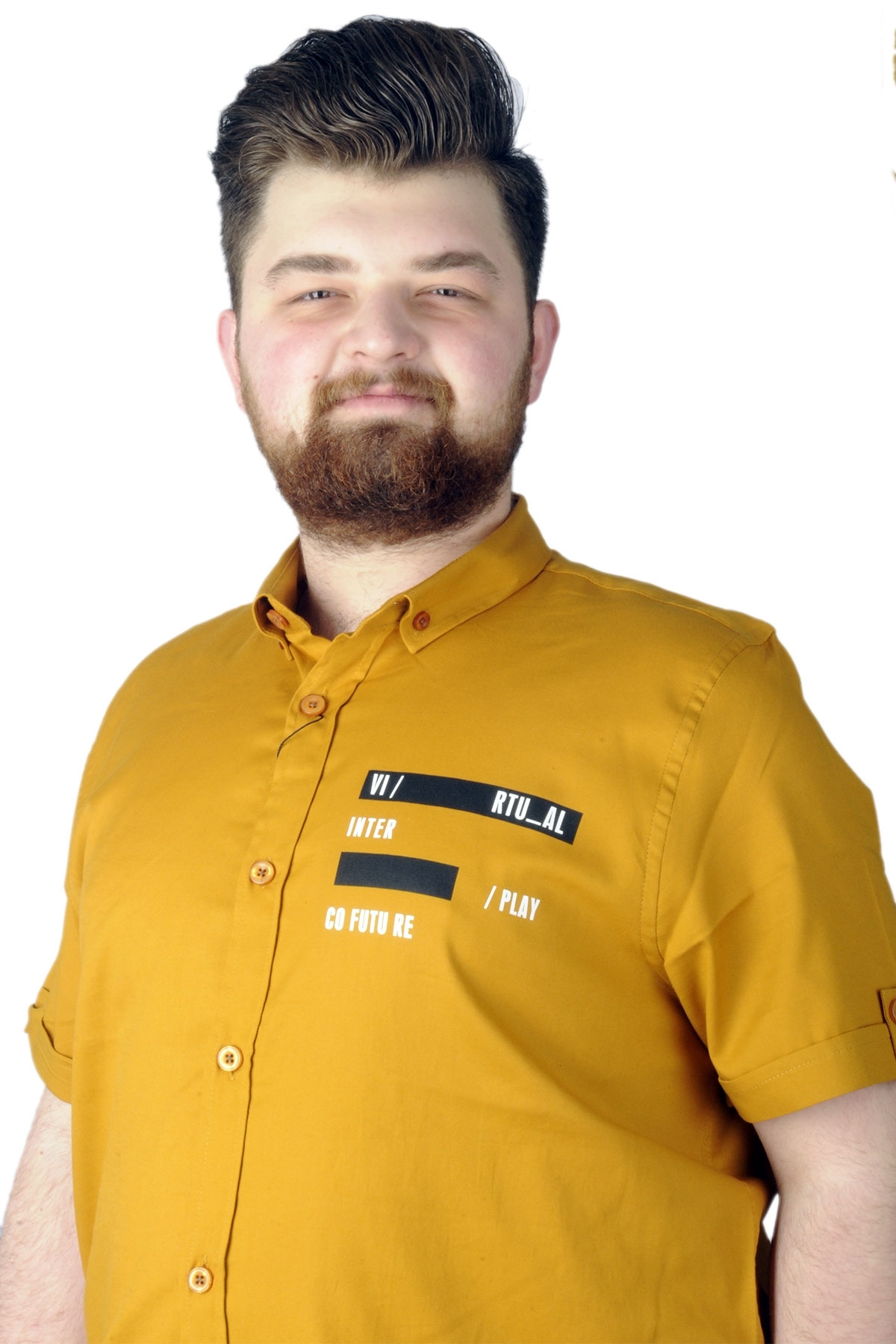 پیراهن مردانه زرد Modexl | 22365 اورجینال - تصویر 3