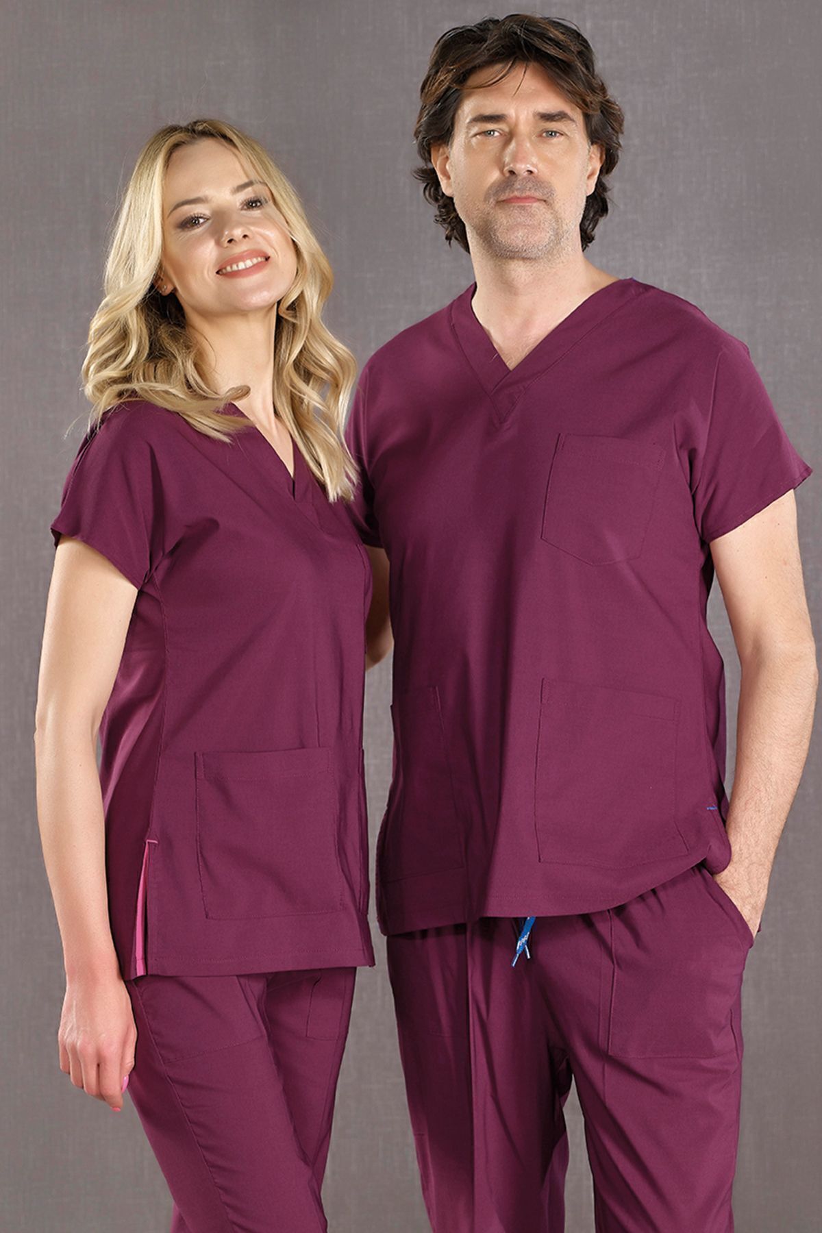 CIZGİ MEDİKAL Dr Grays Terikotone Plum Doctor Nurse Uniform Медицинская форма Хирургический костюм Тонкая ткань (НИЗ ВВЕРХ) T100