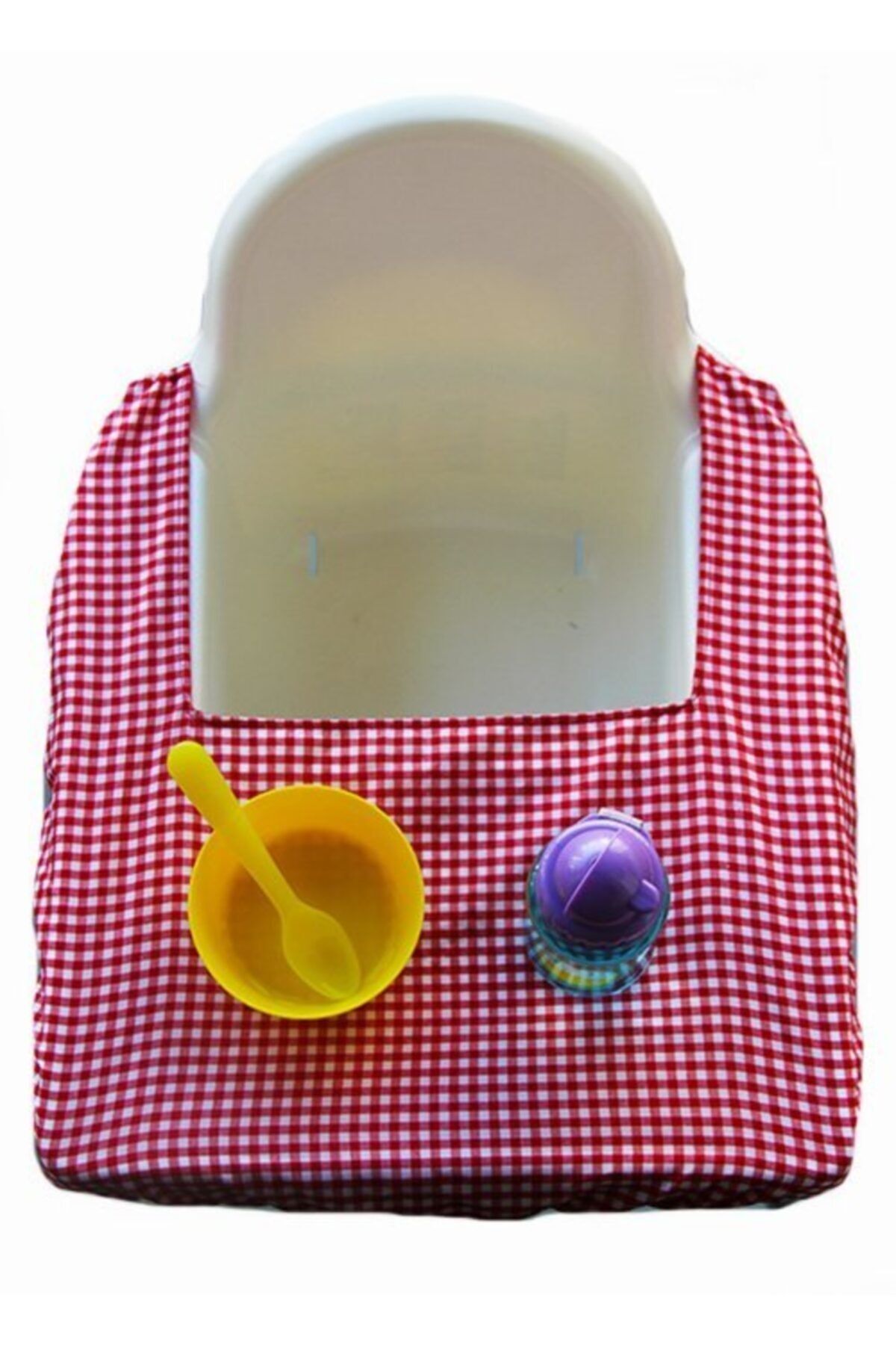 Çizgikare Kırmızı Pötikareli Mama Sandalyesi Örtüsü - Mama Sandalyesi Kılıfı fotoğrafı 2 (önizleme)