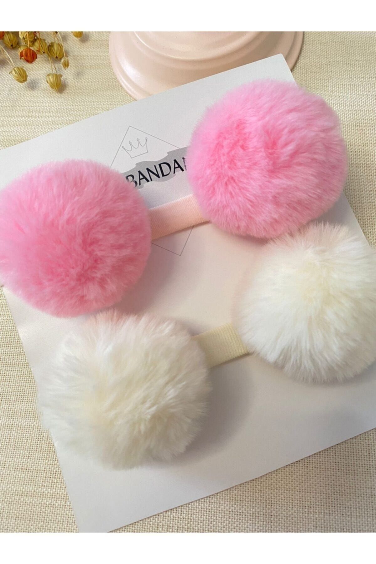 Derinkids 2'li Kız Bebek Pembe Ponpon Bebek Bandana Seti fotoğrafı 2 (önizleme)