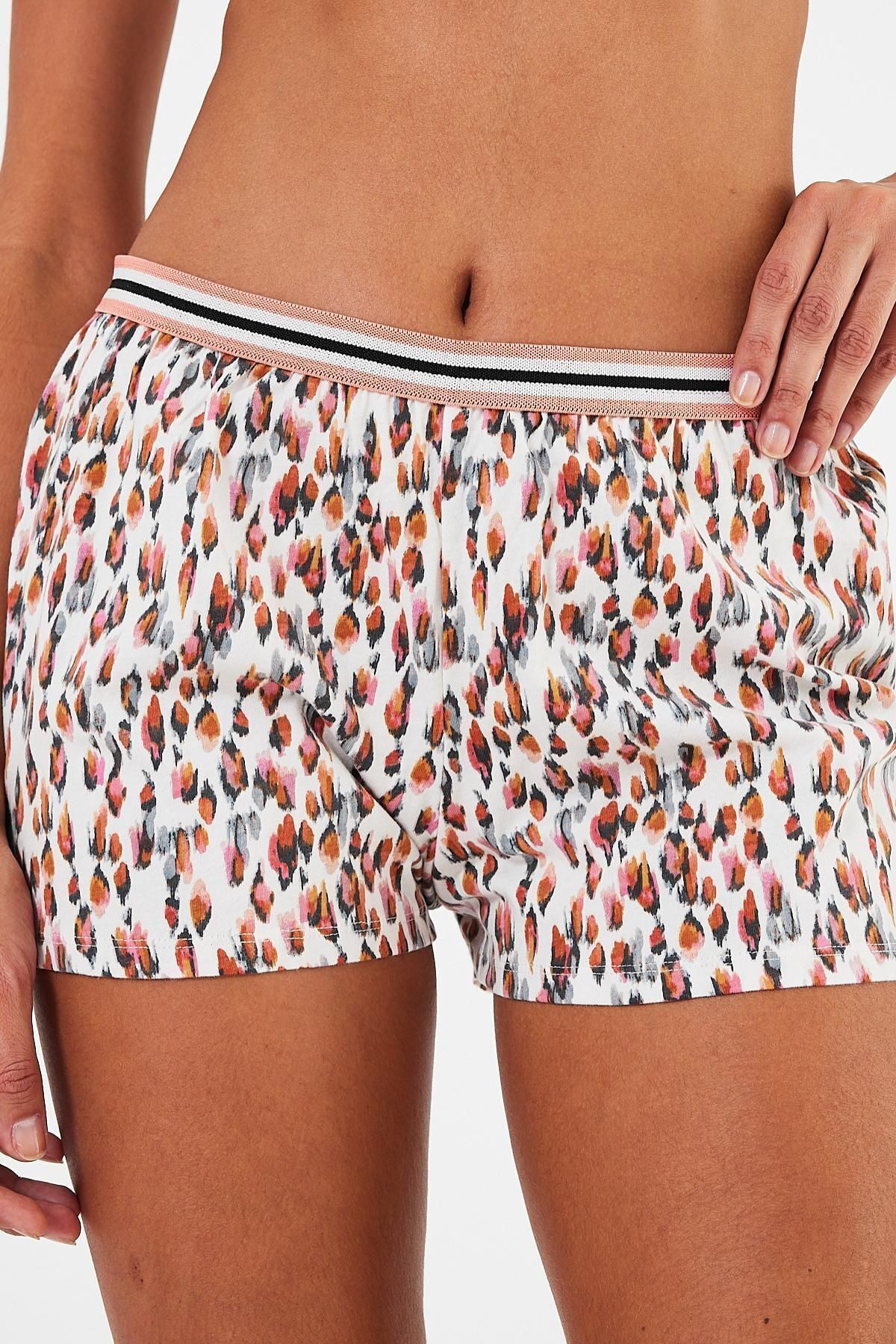 Penyelux-White Patterned Cotton Mini Shorts Leggings - Citycomfort, Elastic Waist 4