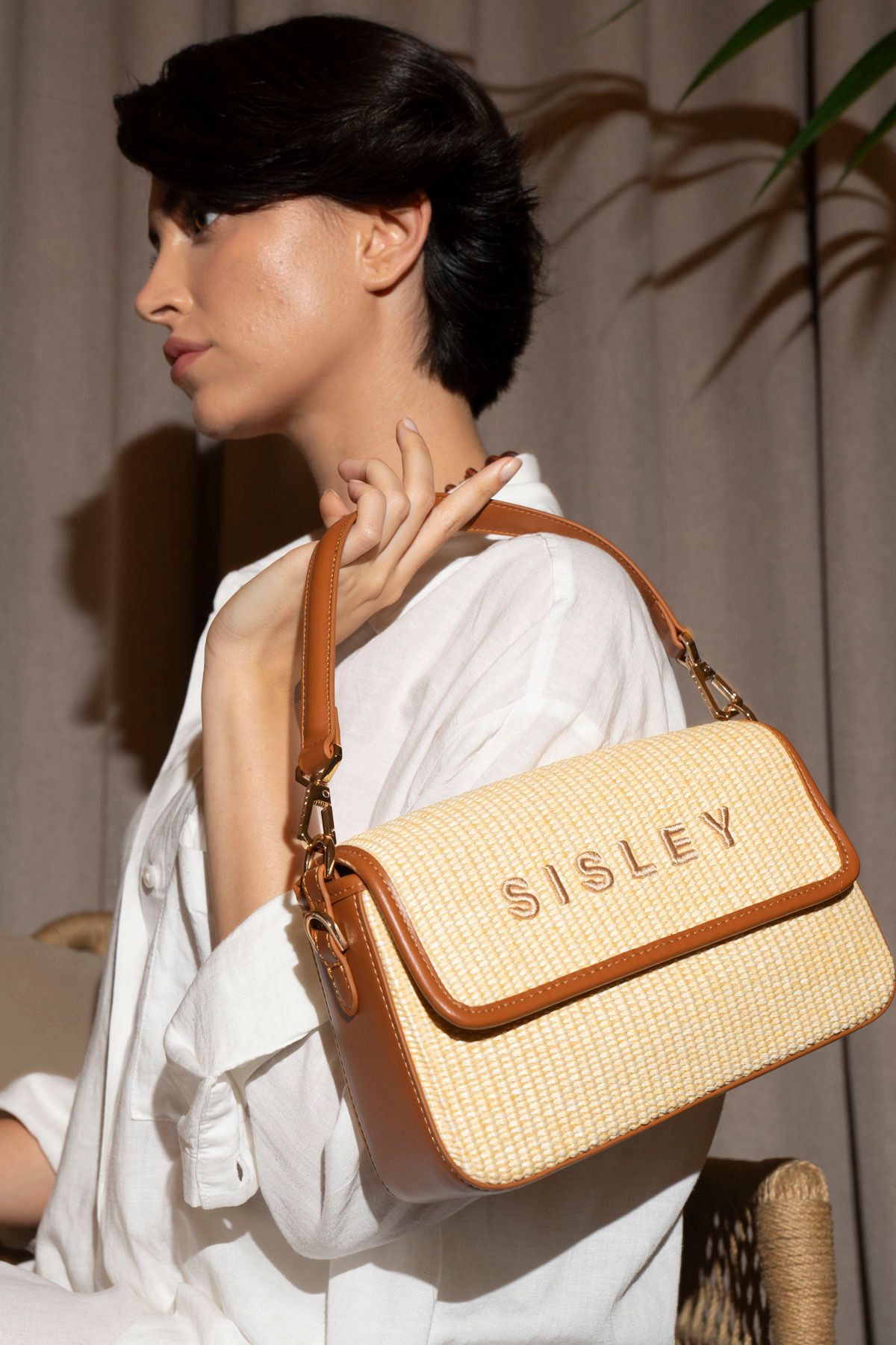 Sisley-حقيبة كتف نسائية بيج - SLY096 3