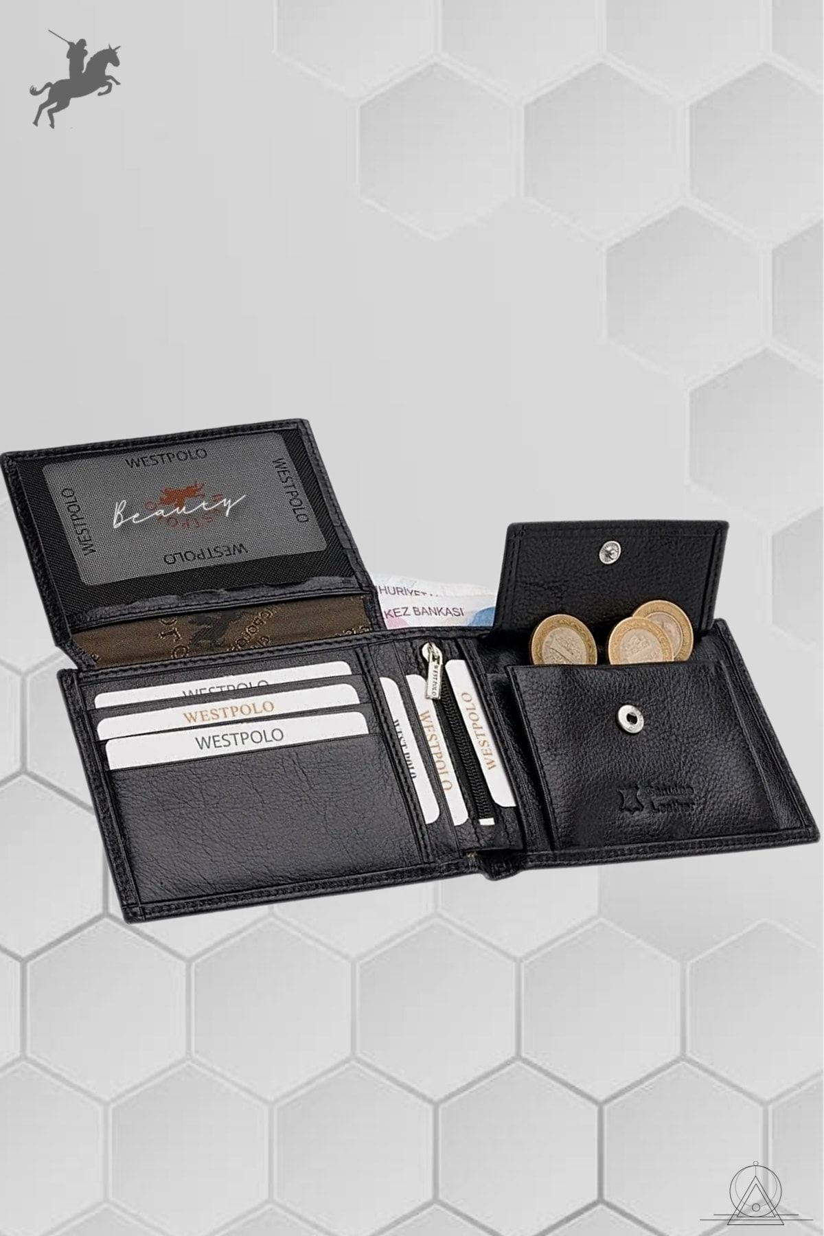 کیف پول مردانه مشکی Westpolo | Bty0303 اورجینال - تصویر 4