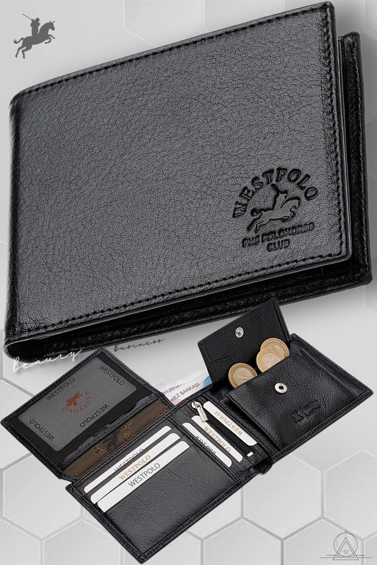 کیف پول مردانه مشکی Westpolo | Bty0303 اورجینال - تصویر 2