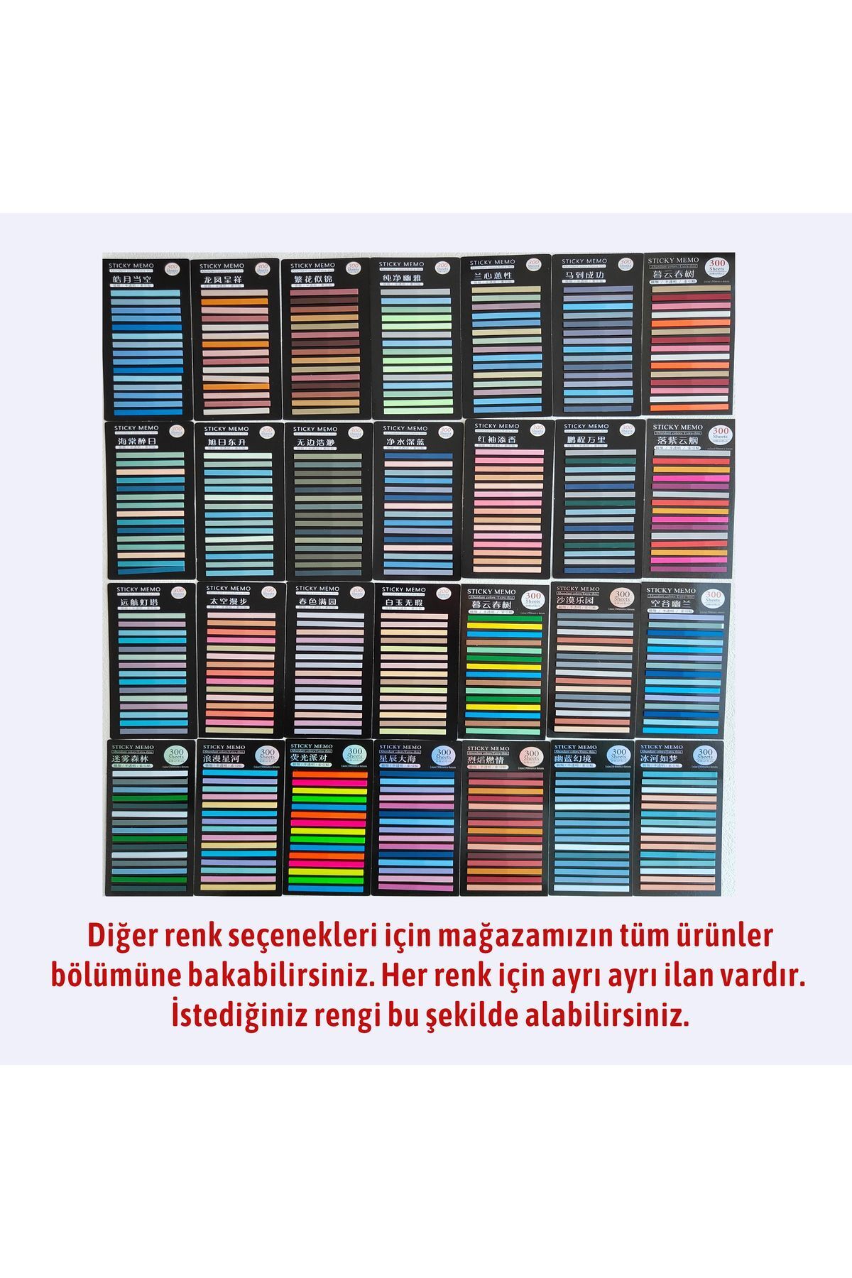 sibga tasarım-Transparent Colored Thin Strip Postit - Bookmark, 300 Sheets 6