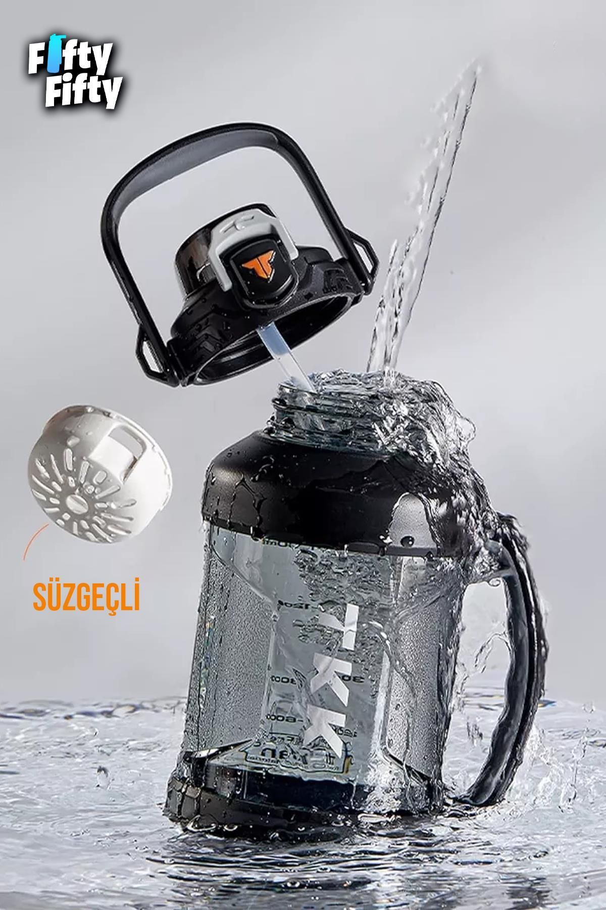قمقمه ورزشی مشکی TKK 2000 میل یک پوشش دوتایی Pipetli Vagonlife