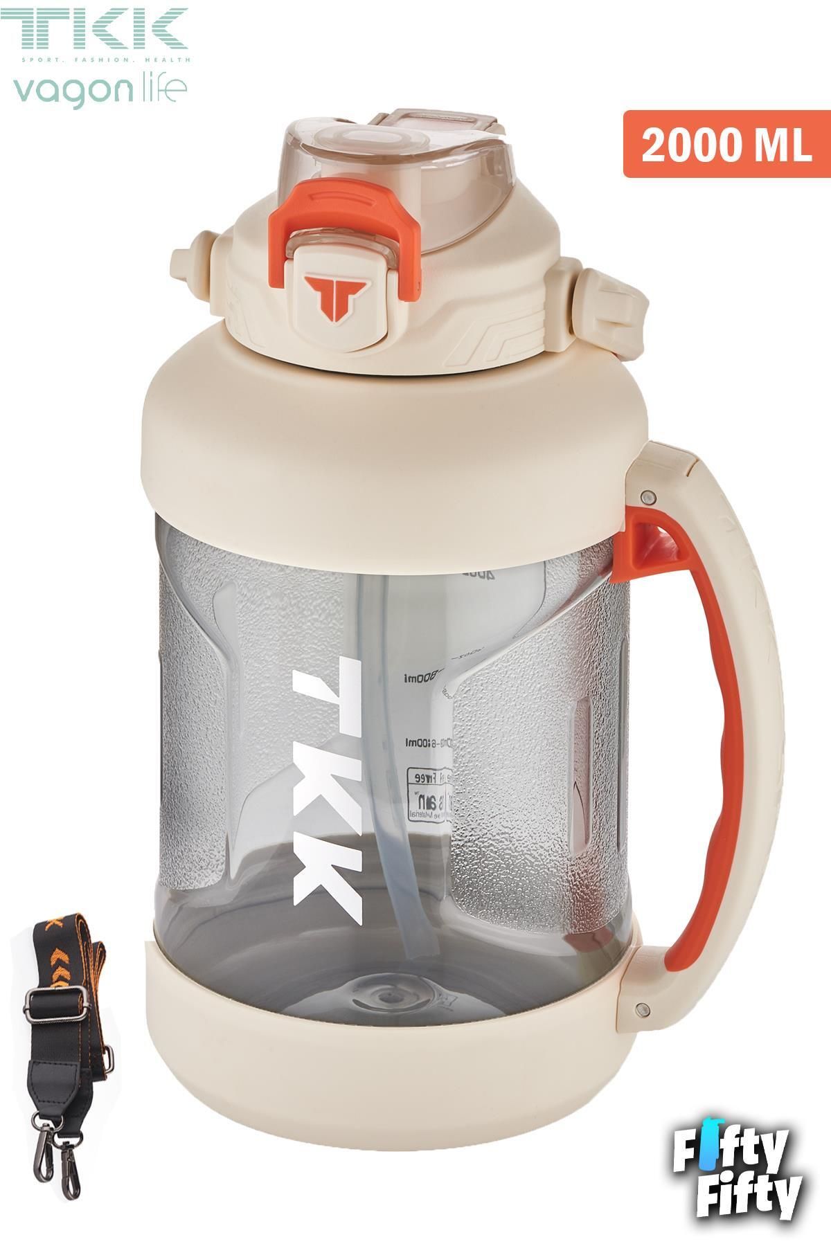 Vagonlife-Tkk 2000 ml Single Lid Dual Use with Straw/Comfortable Drinking Tritan Water Flask-Fftkk1028-2000Ml 3