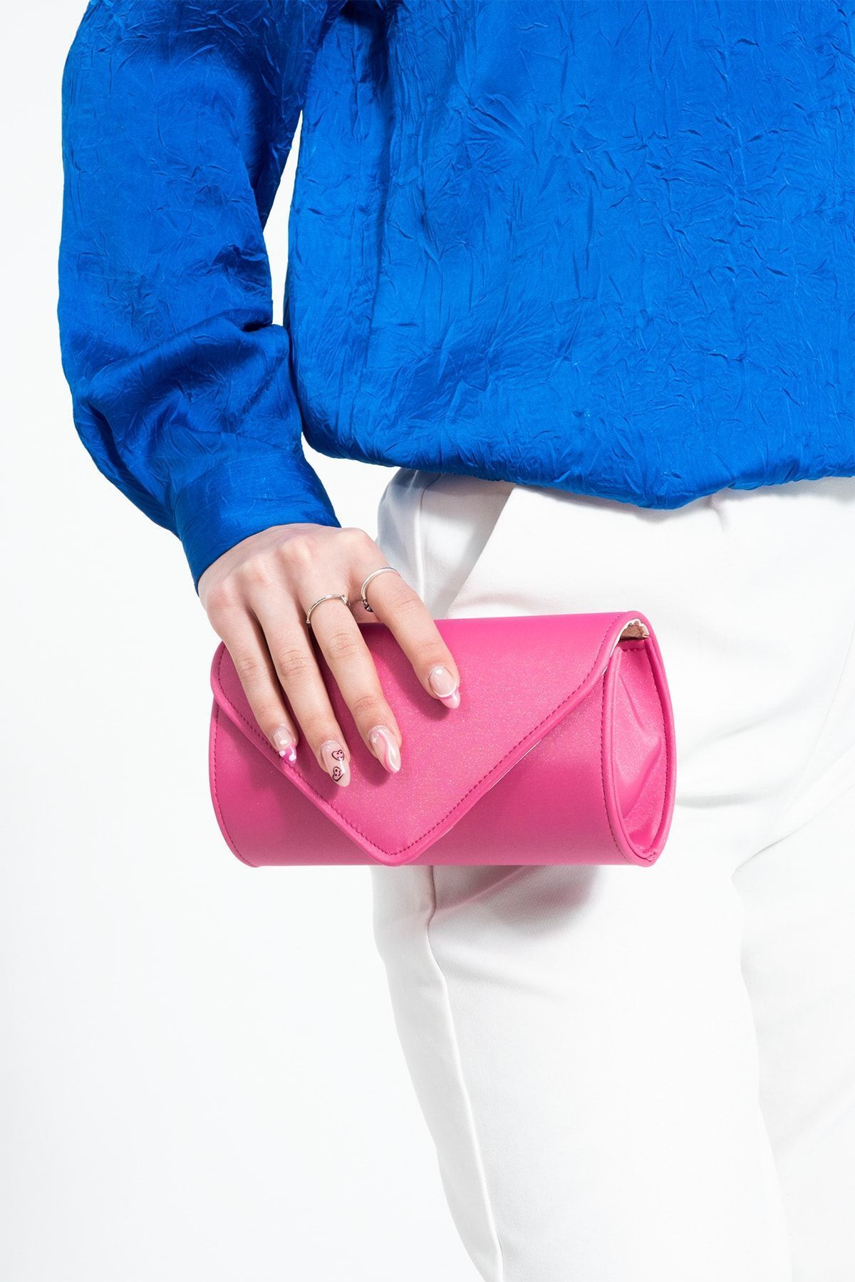 bibags Geanta De Seara Din Satin Fuchsia Geanta Portofoliu Geanta Clutch Femeie - One Size