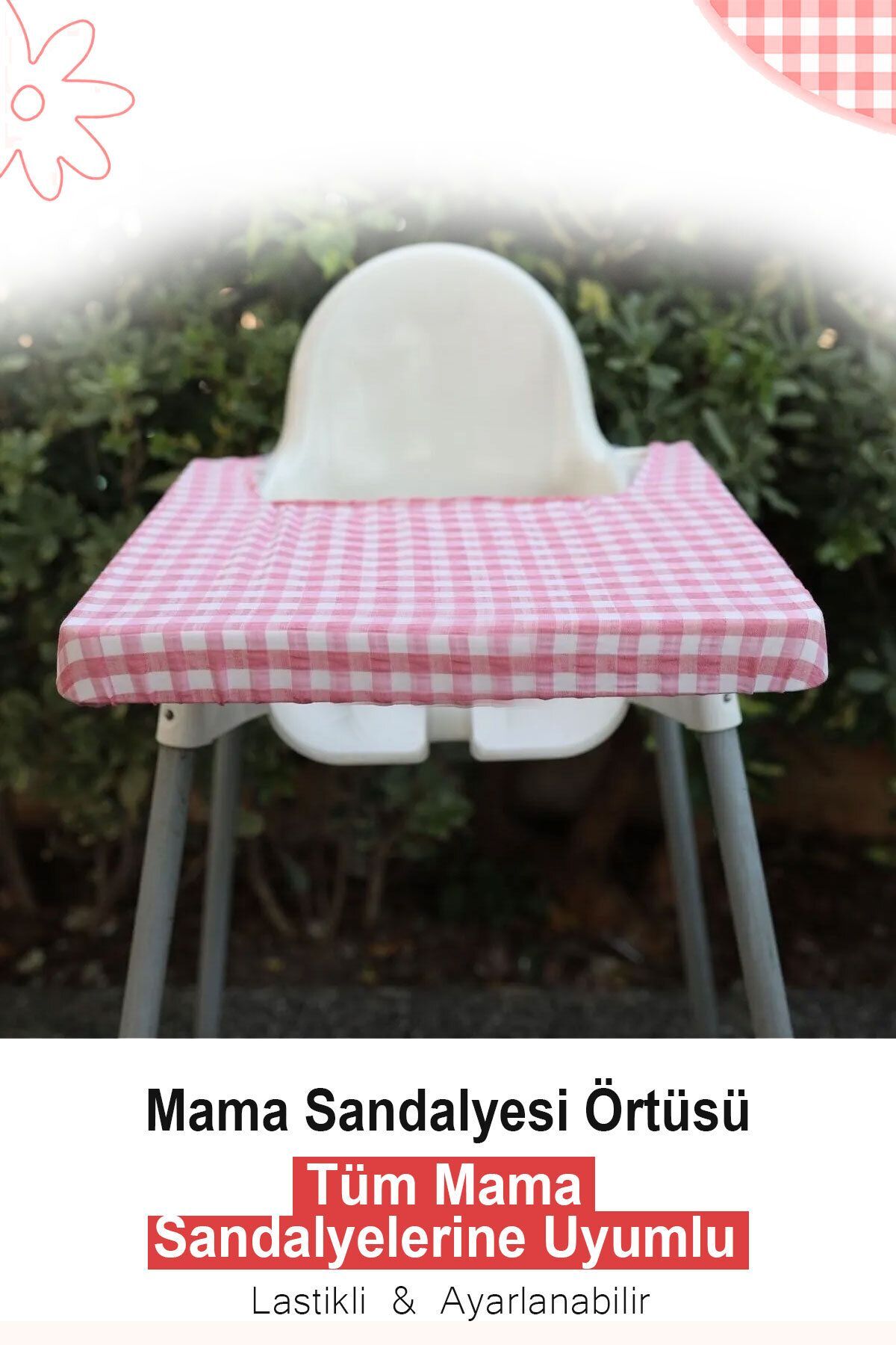 HALZEY Mama Sandalyesi Örtüsü & Kılıfı - Kırmızı Pötikareli fotoğrafı 4 (önizleme)