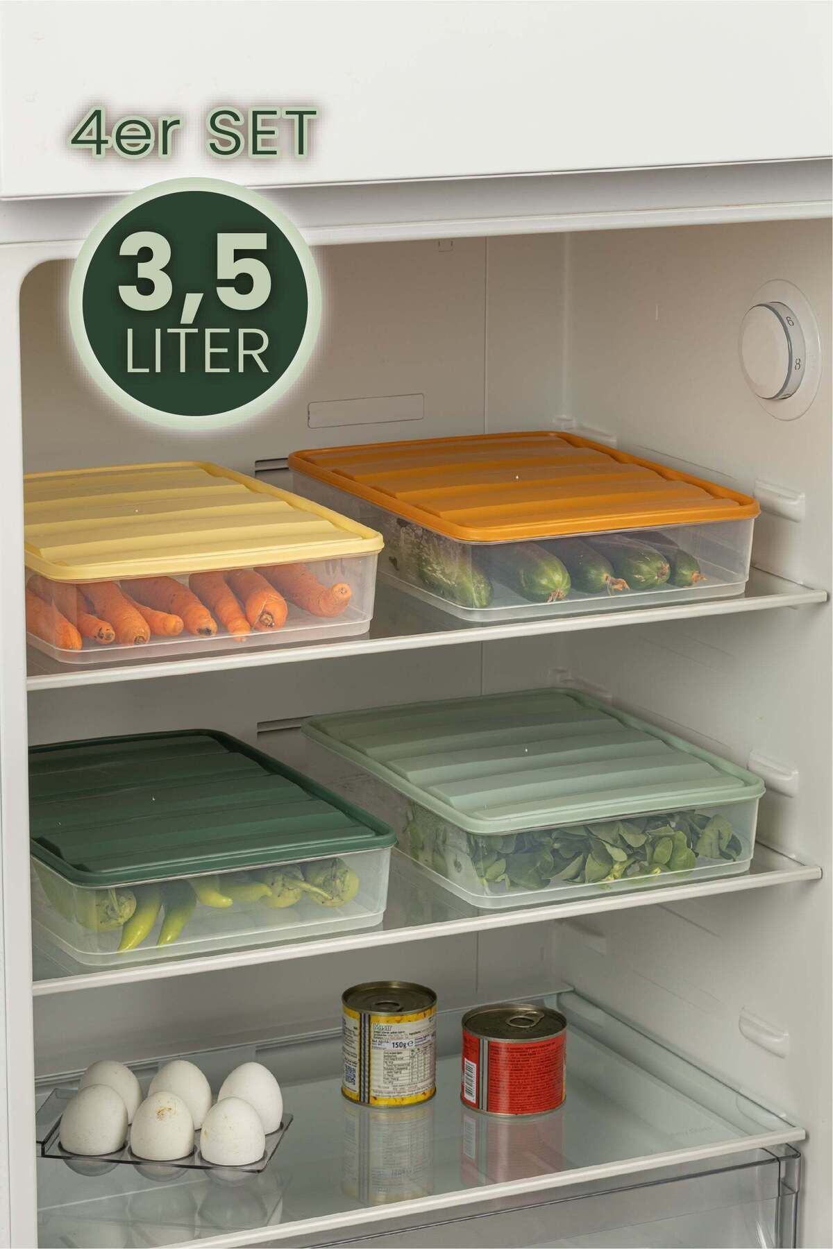 Viwares-4 Teilig Bella Kühlschrank Organizer 3,5 Liter Bunt Vorratsbehälter 2