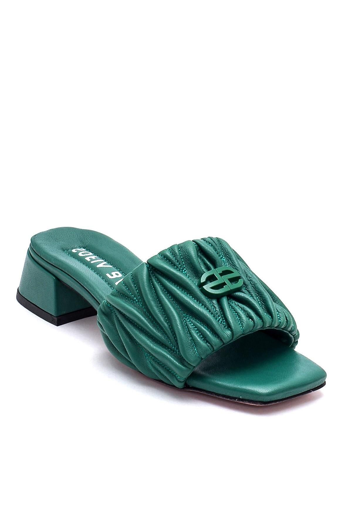 Sofia Baldi-Green Leather Mamy Women's Heeled Slippers 2