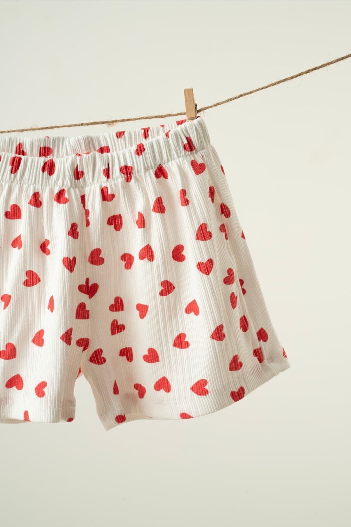 babynup Minik Kalp Desenli Soft Fitilli Şortlu Takım fotoğrafı 3 (önizleme)