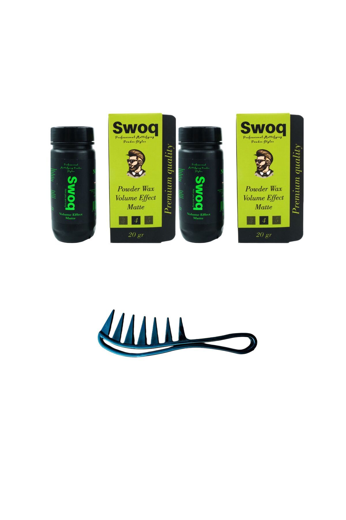 موم پودر حالت دهنده مو NO: 1 20 گرم X2 تکه و شانه حالت دهنده SWOQ
