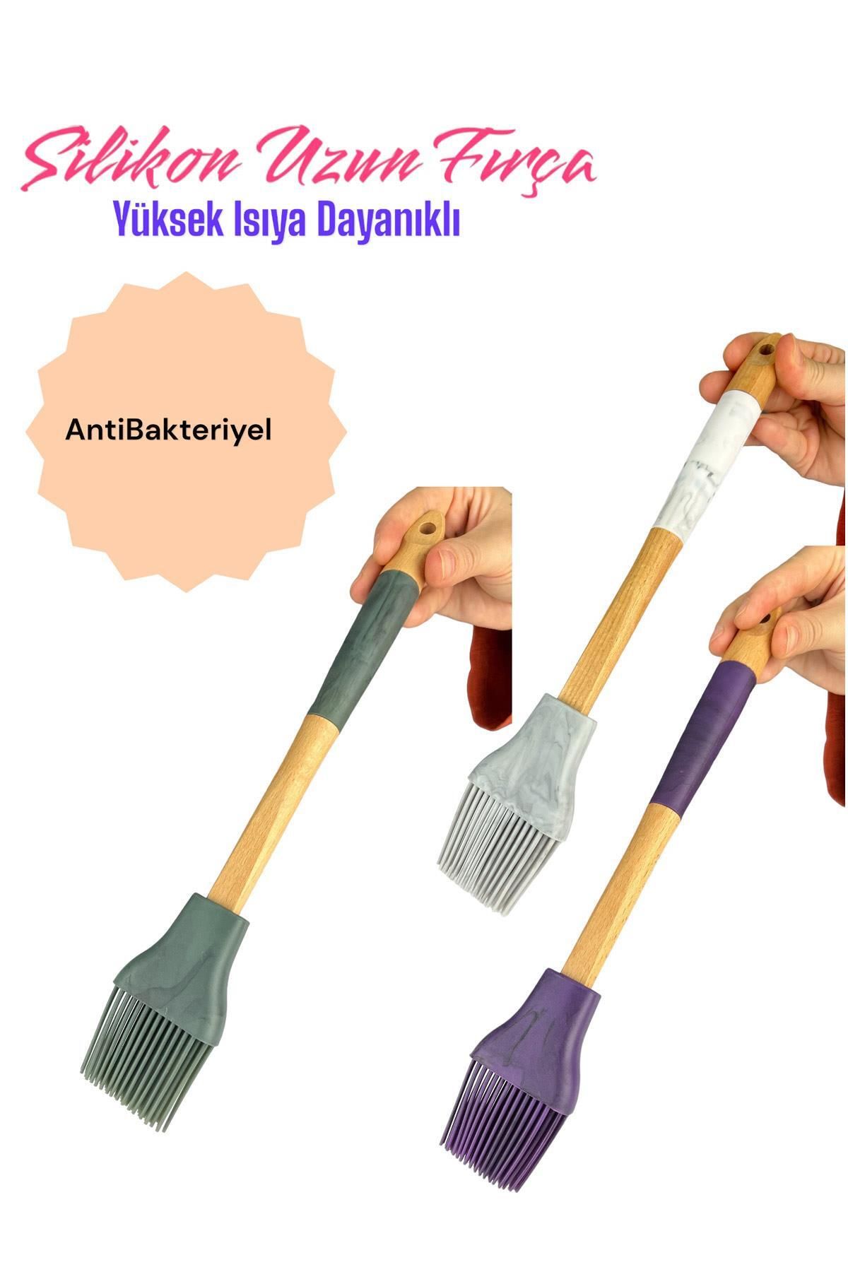 ACAR ACR Silikon Özel Renk Bambu Saplı Büyük Fırça Yeşil